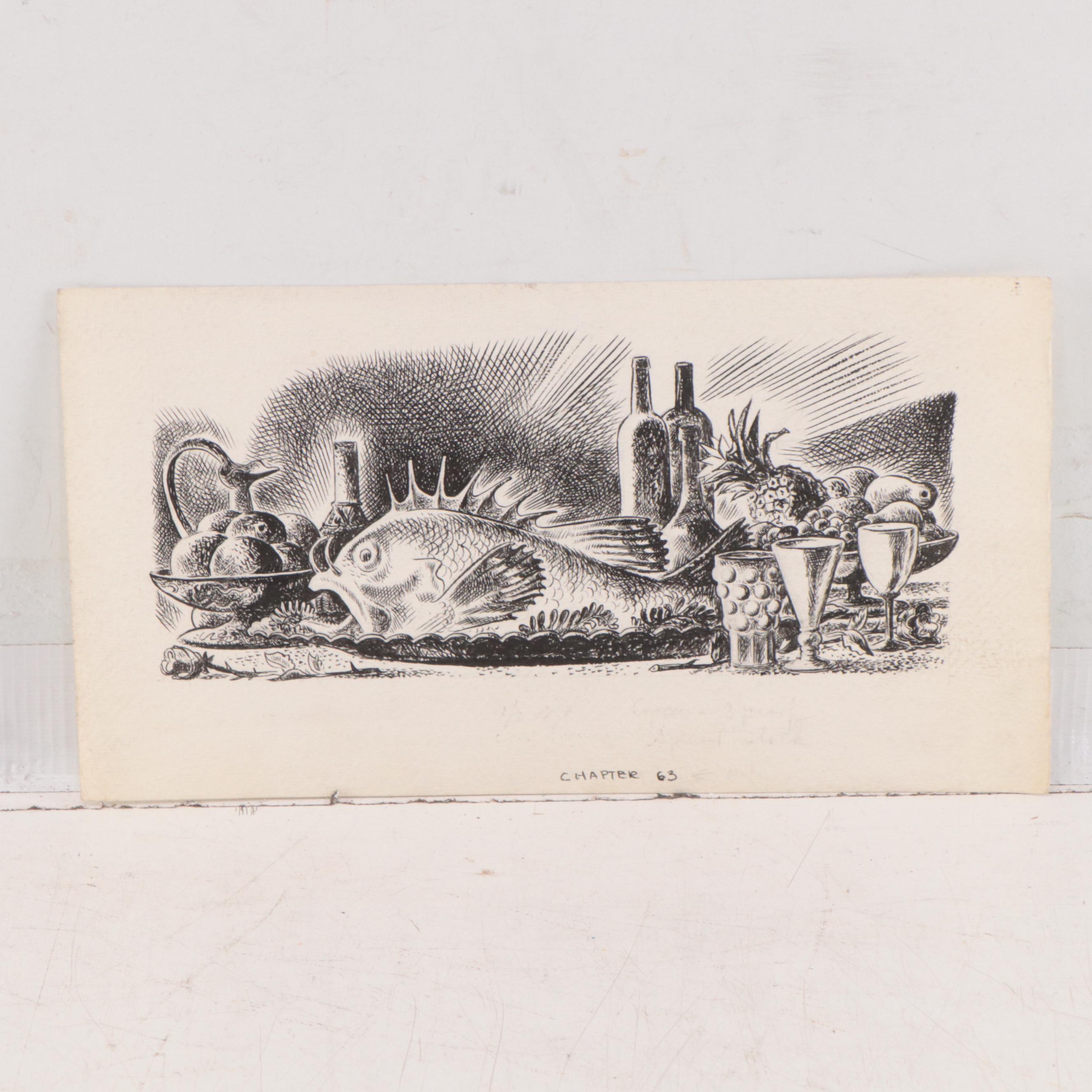 Lynd Ward Ink Illustrations For "The Count of Monte Cristo," Mid-20th Century