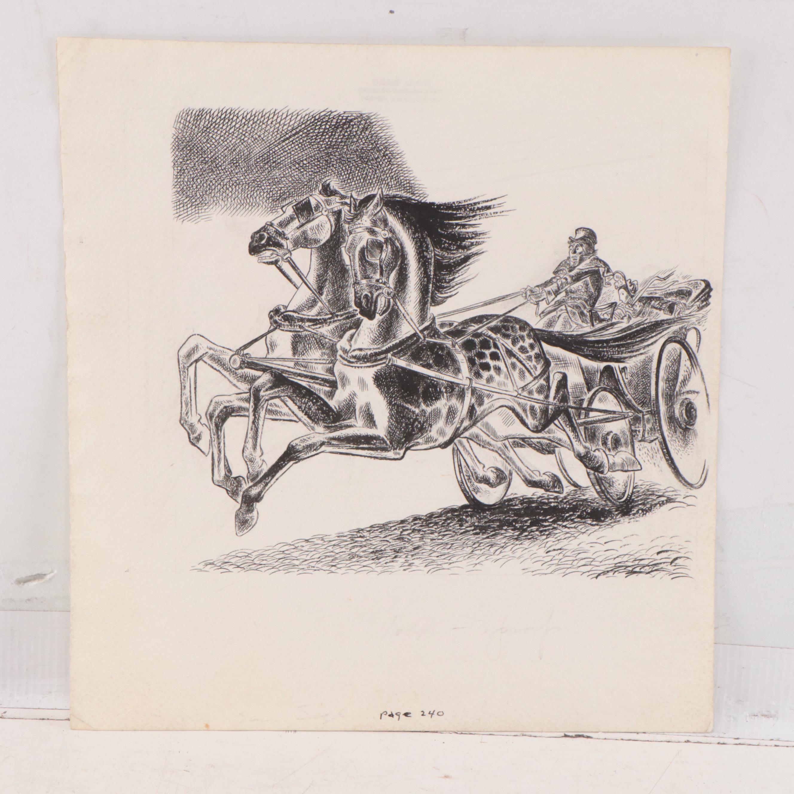 Lynd Ward Ink Illustrations For "The Count of Monte Cristo," Mid-20th Century