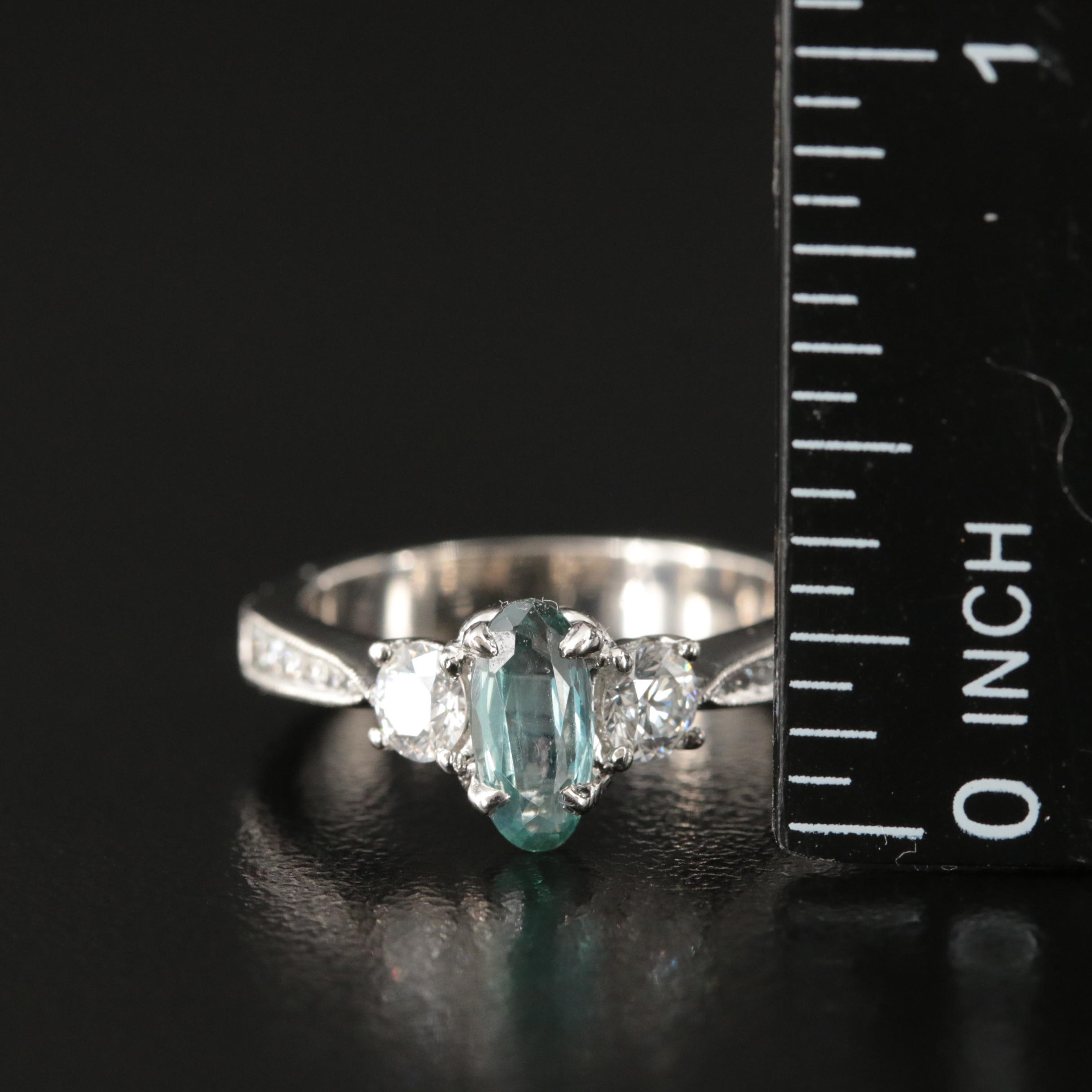 Palladium Alexandrite and Diamond Ring with GIA Report