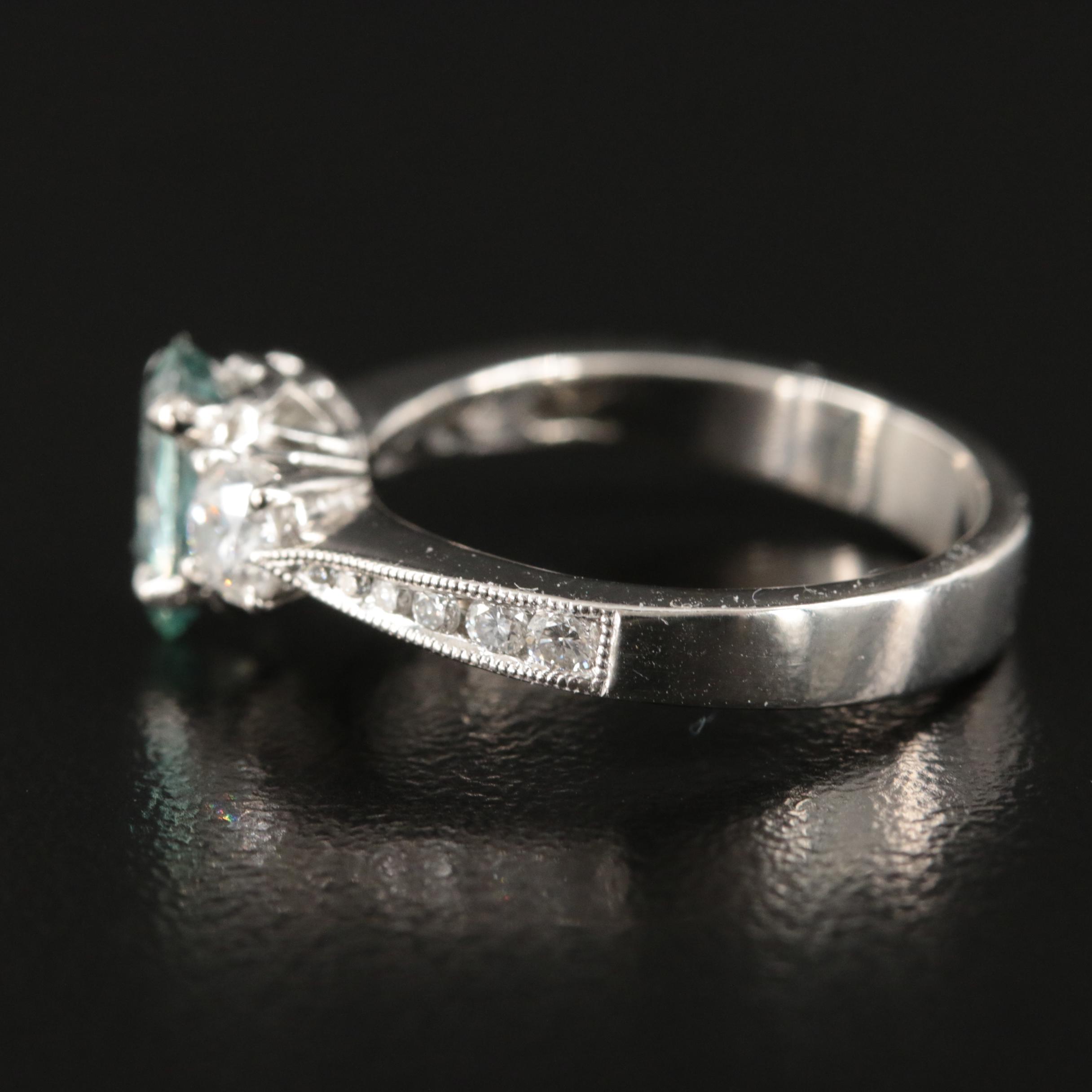 Palladium Alexandrite and Diamond Ring with GIA Report