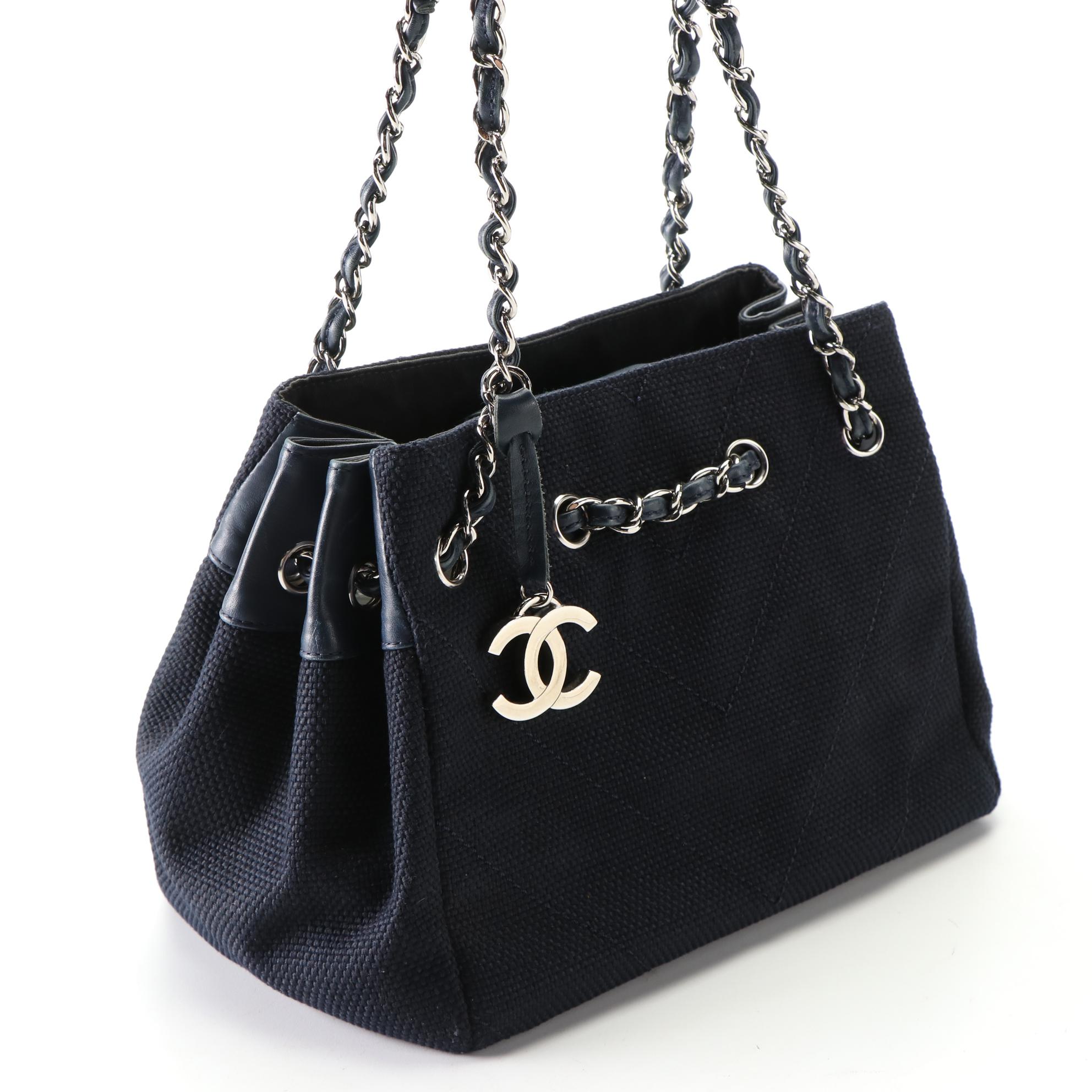 Chanel V-Stitch Chevron Shoulder Bag in Canvas and Leather