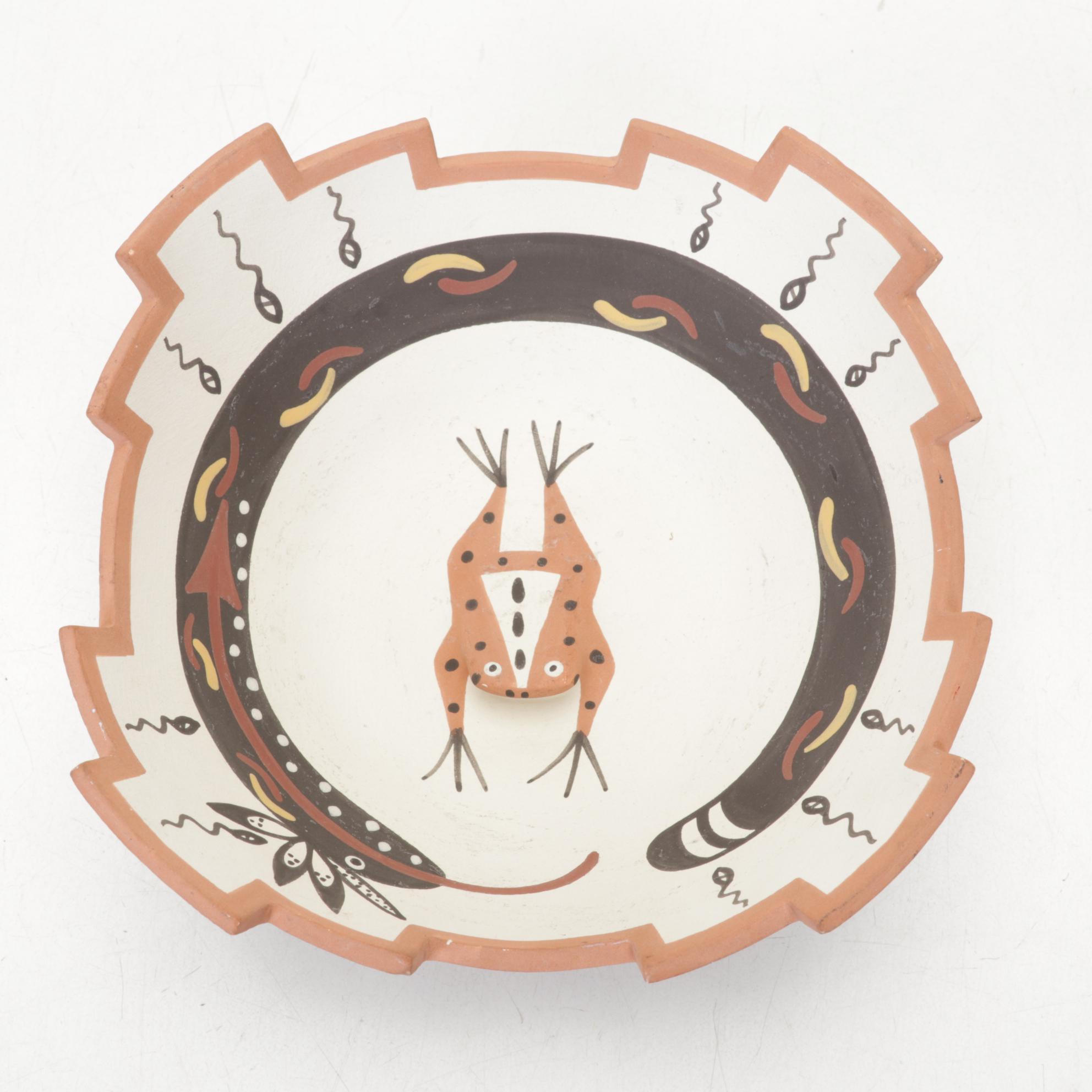 Marcus Homer Zuni Signed Bowl With Signed Acoma Covered Bowls