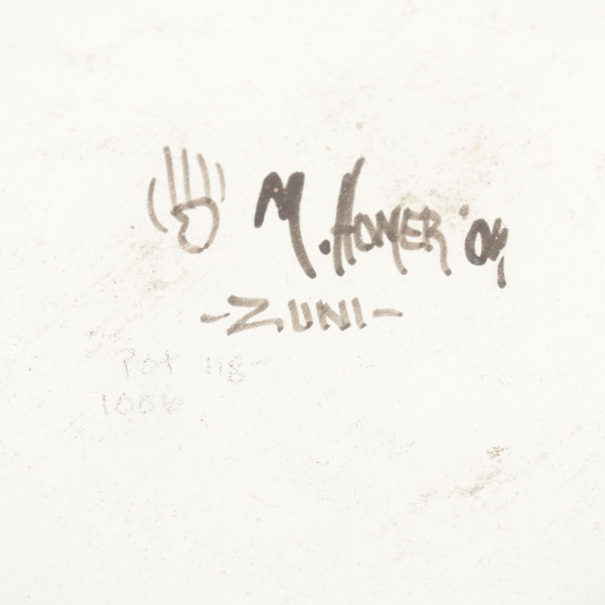 Marcus Homer Zuni Signed Bowl With Signed Acoma Covered Bowls