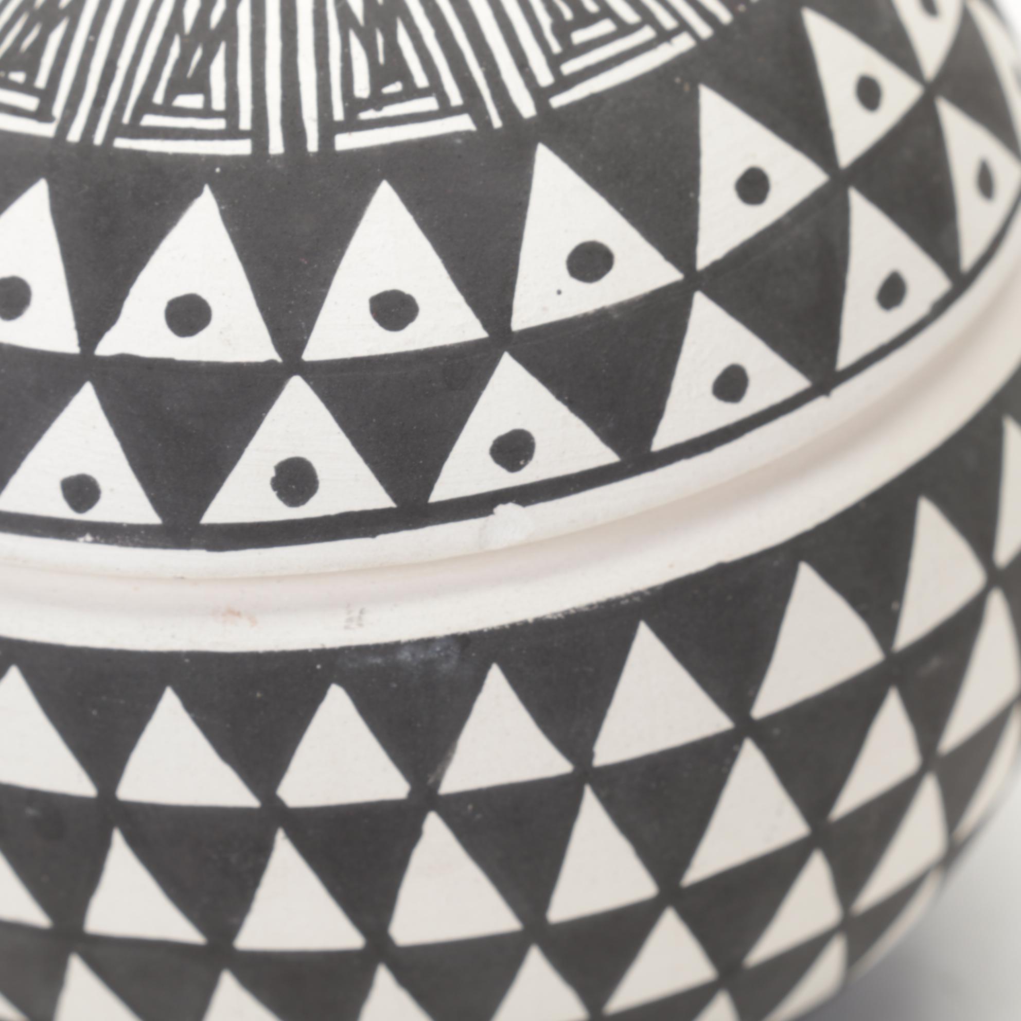 Marcus Homer Zuni Signed Bowl With Signed Acoma Covered Bowls