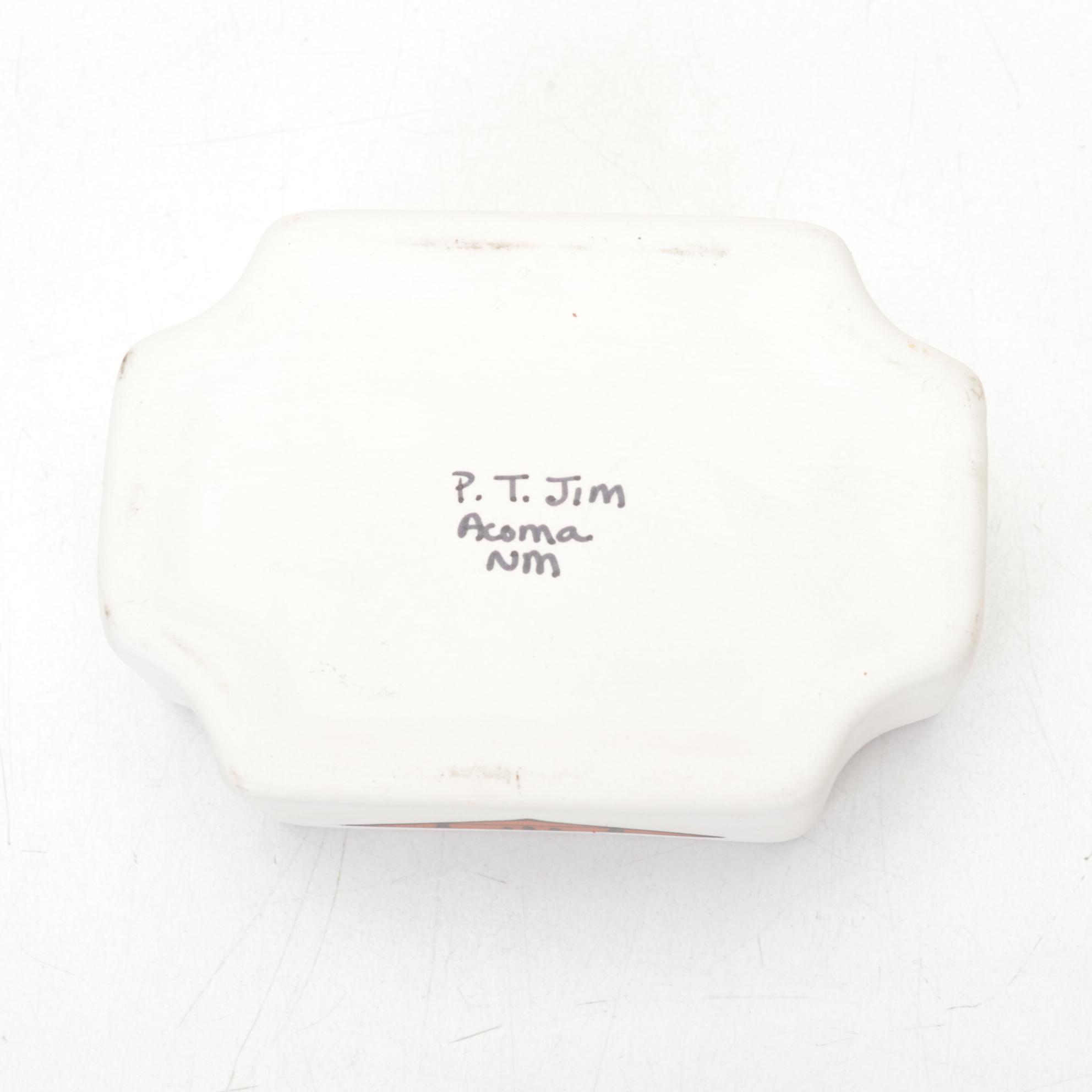 Marcus Homer Zuni Signed Bowl With Signed Acoma Covered Bowls