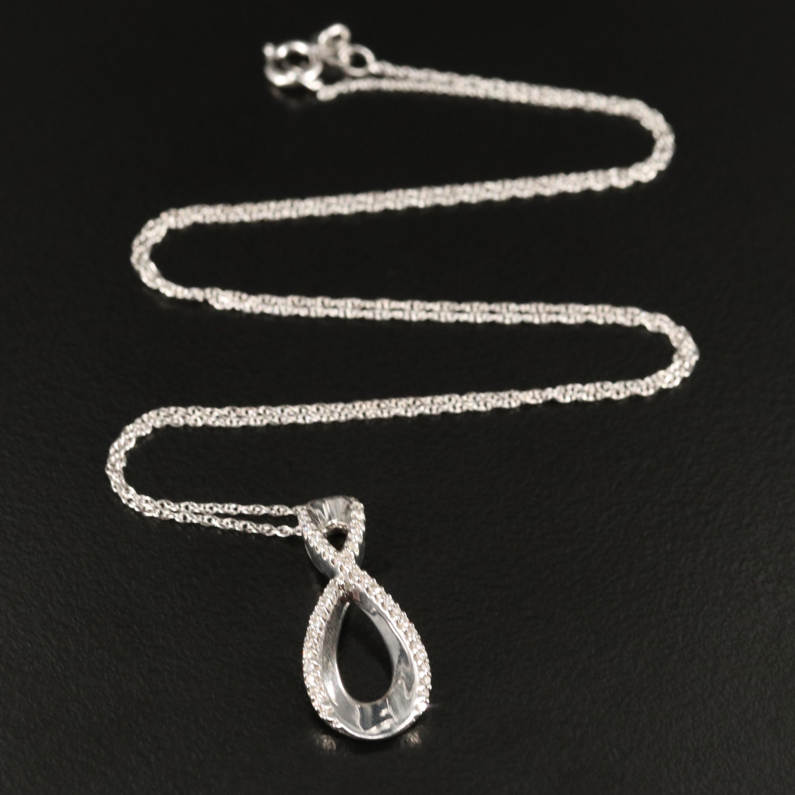 Sterling Diamond Pendant Necklace