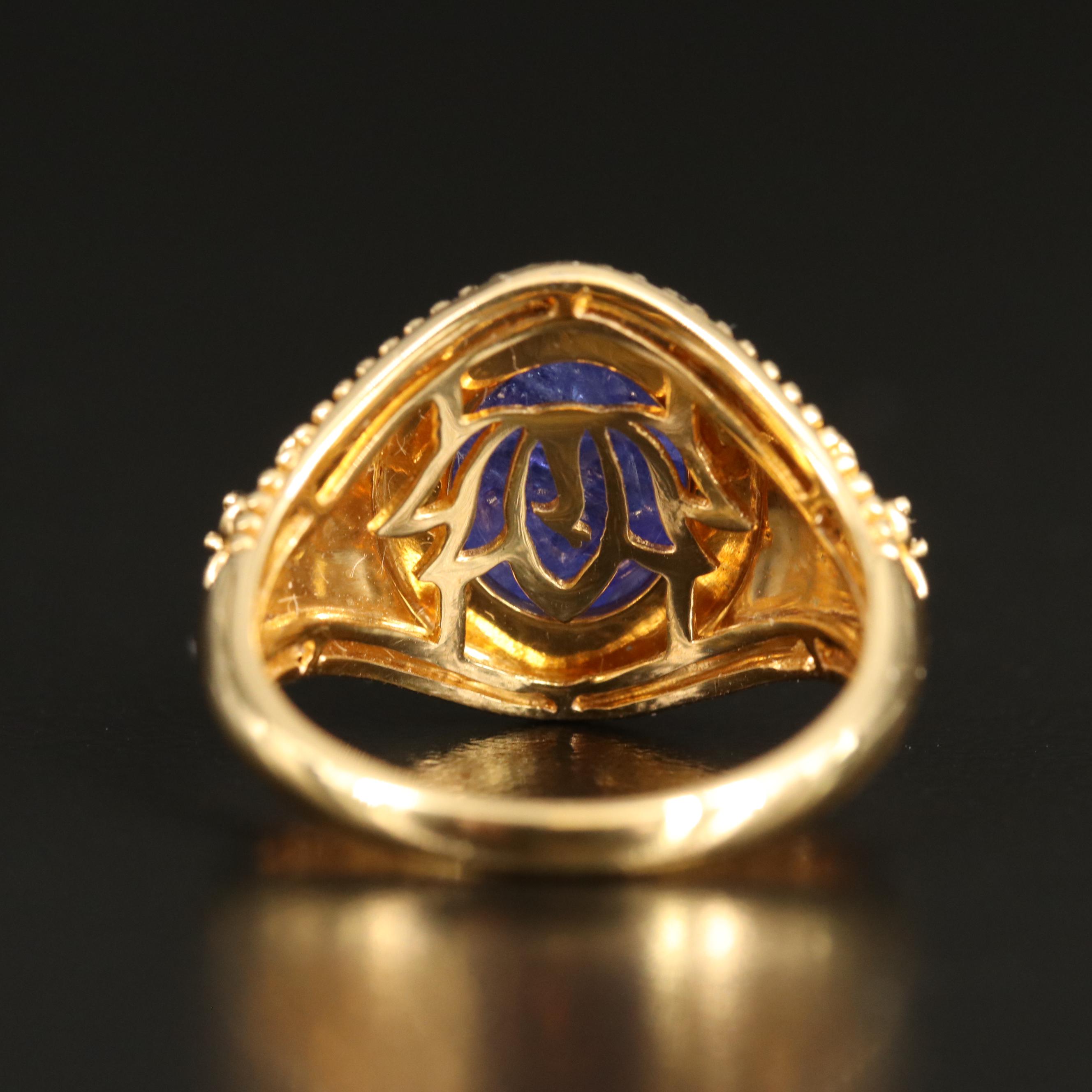 Sohna 22K Tanzanite and Diamond Ring with Fleur-de-Lis Detail
