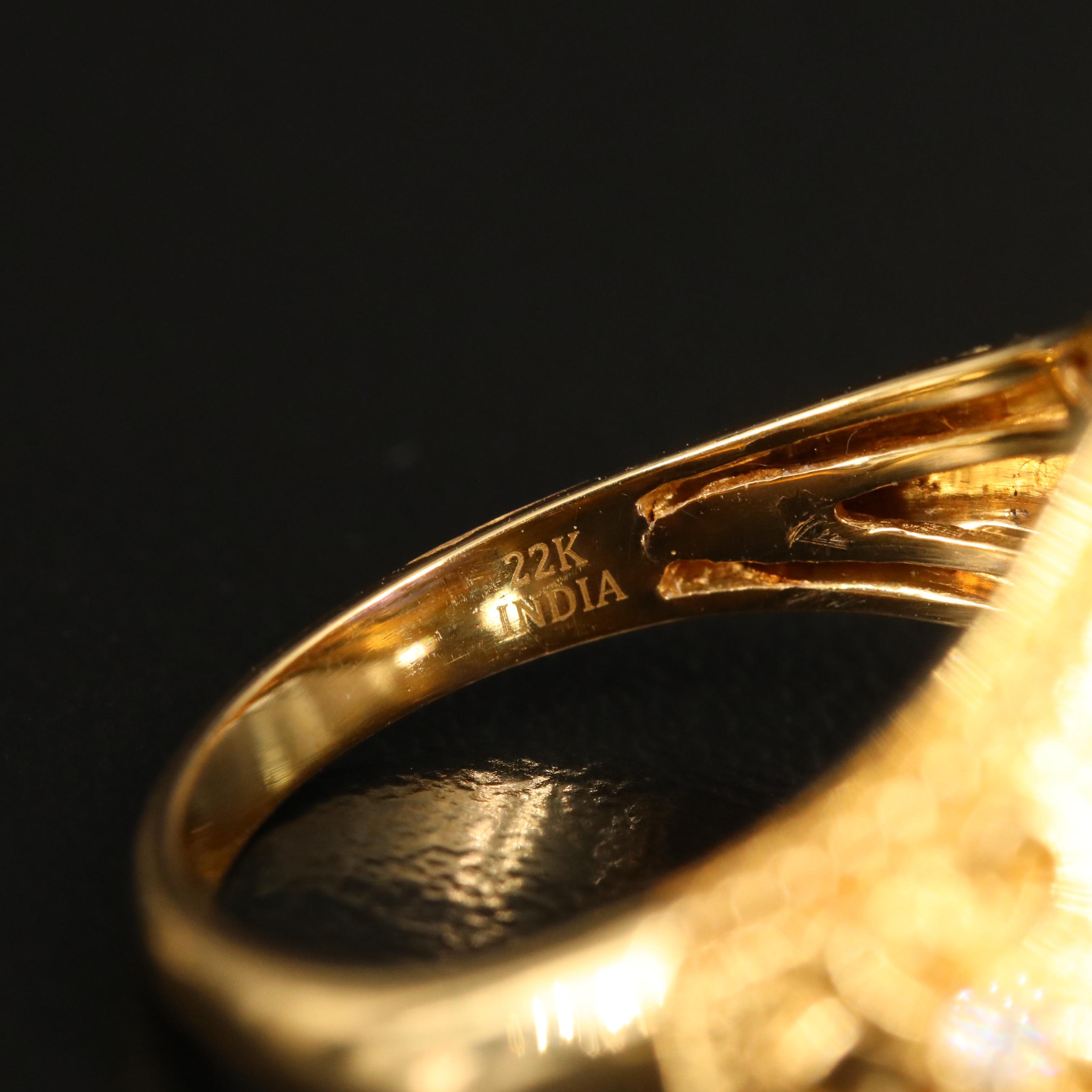 Sohna 22K Tanzanite and Diamond Ring with Fleur-de-Lis Detail