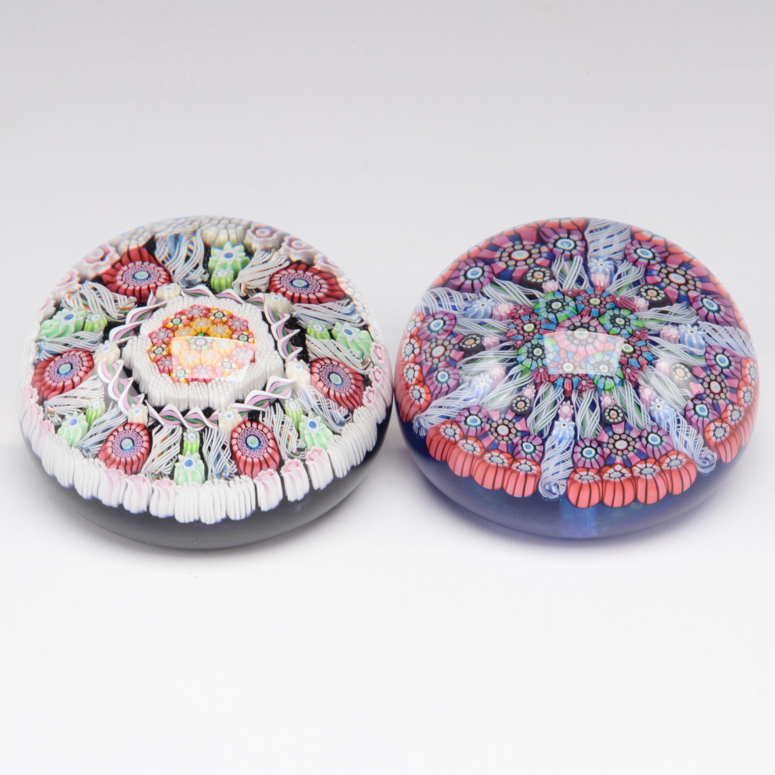 Hand Blown Perthshire Glass Millefiori Paperweights, Late 20th Century