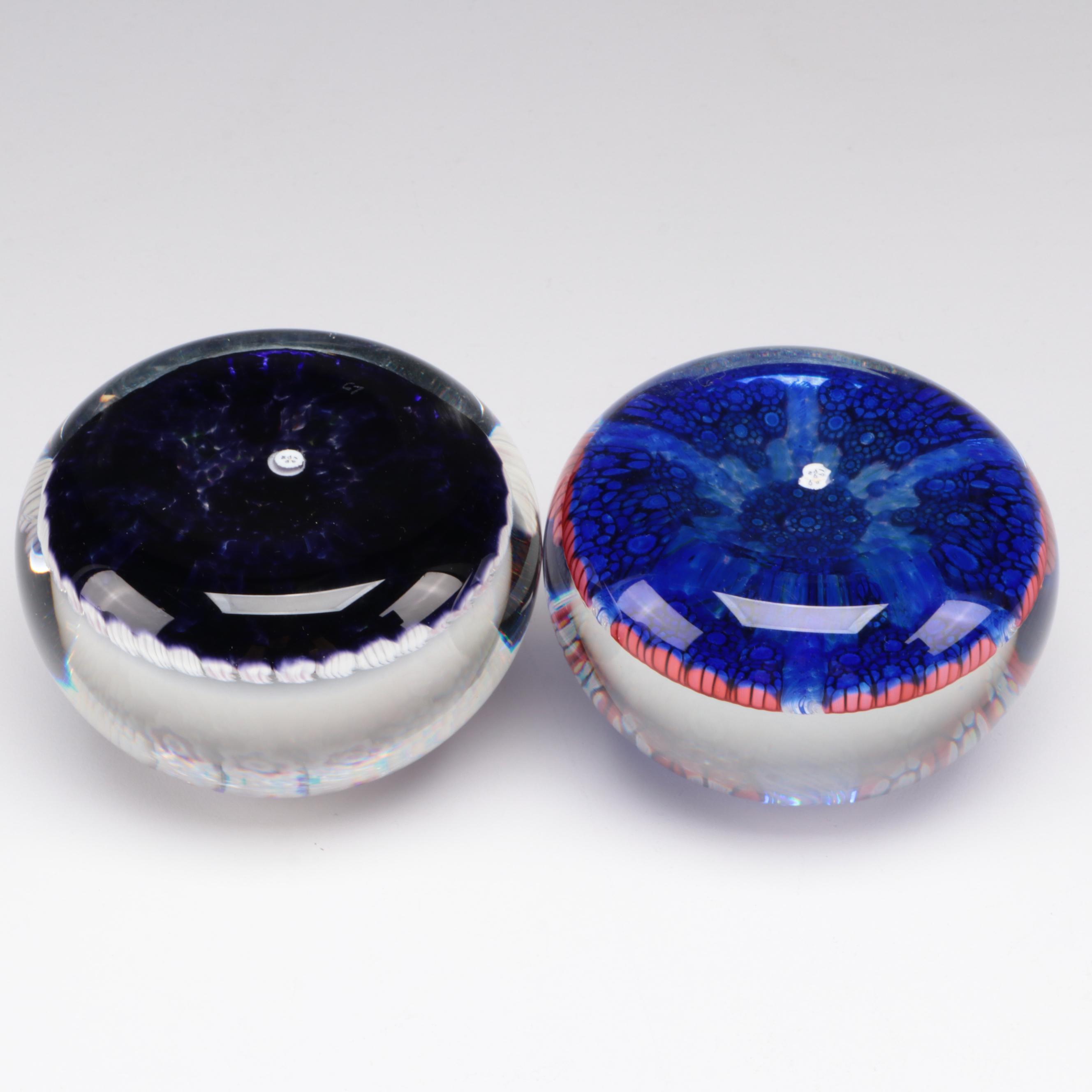 Hand Blown Perthshire Glass Millefiori Paperweights, Late 20th Century