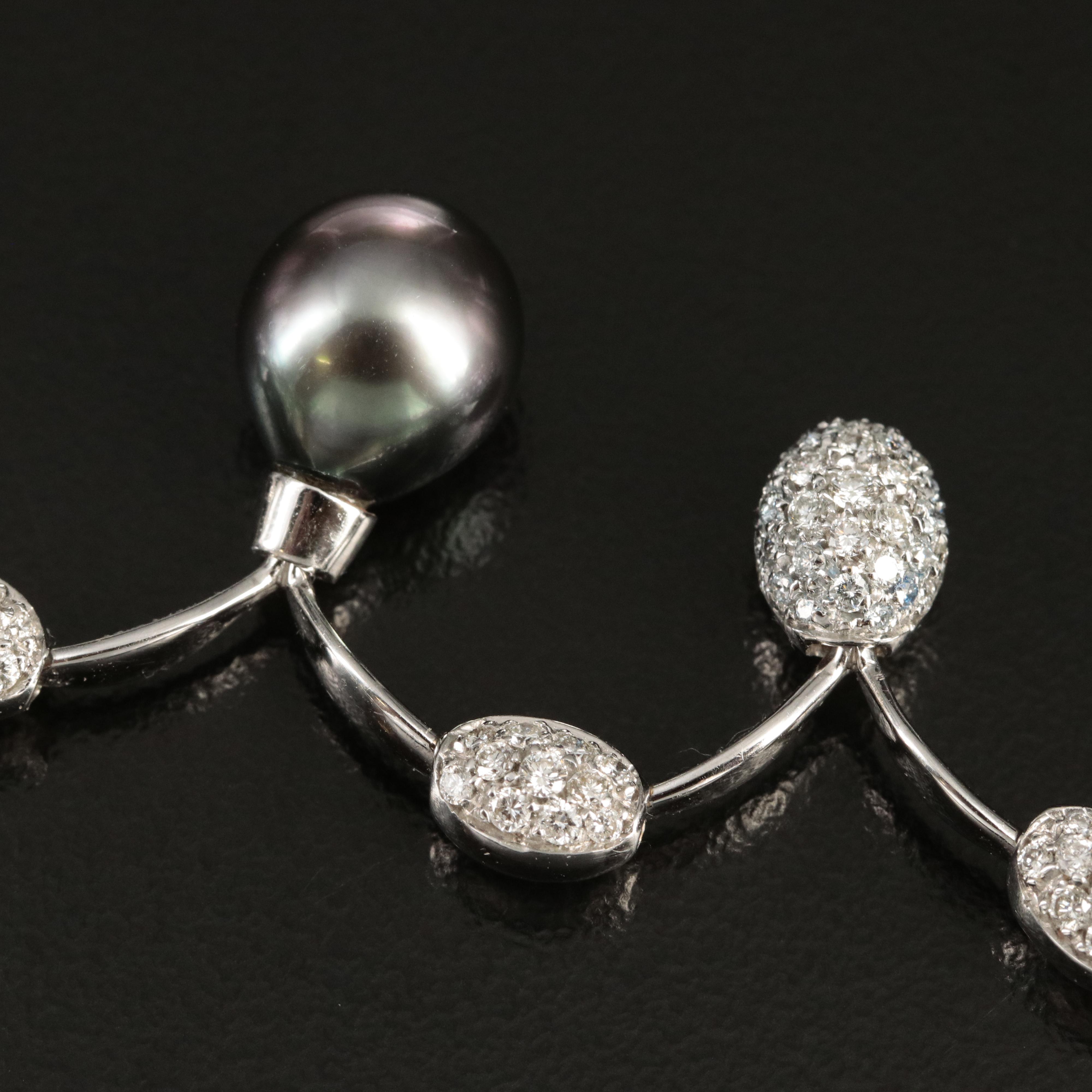 18K Pearl and 2.47 CTW Diamond Scalloped Necklace