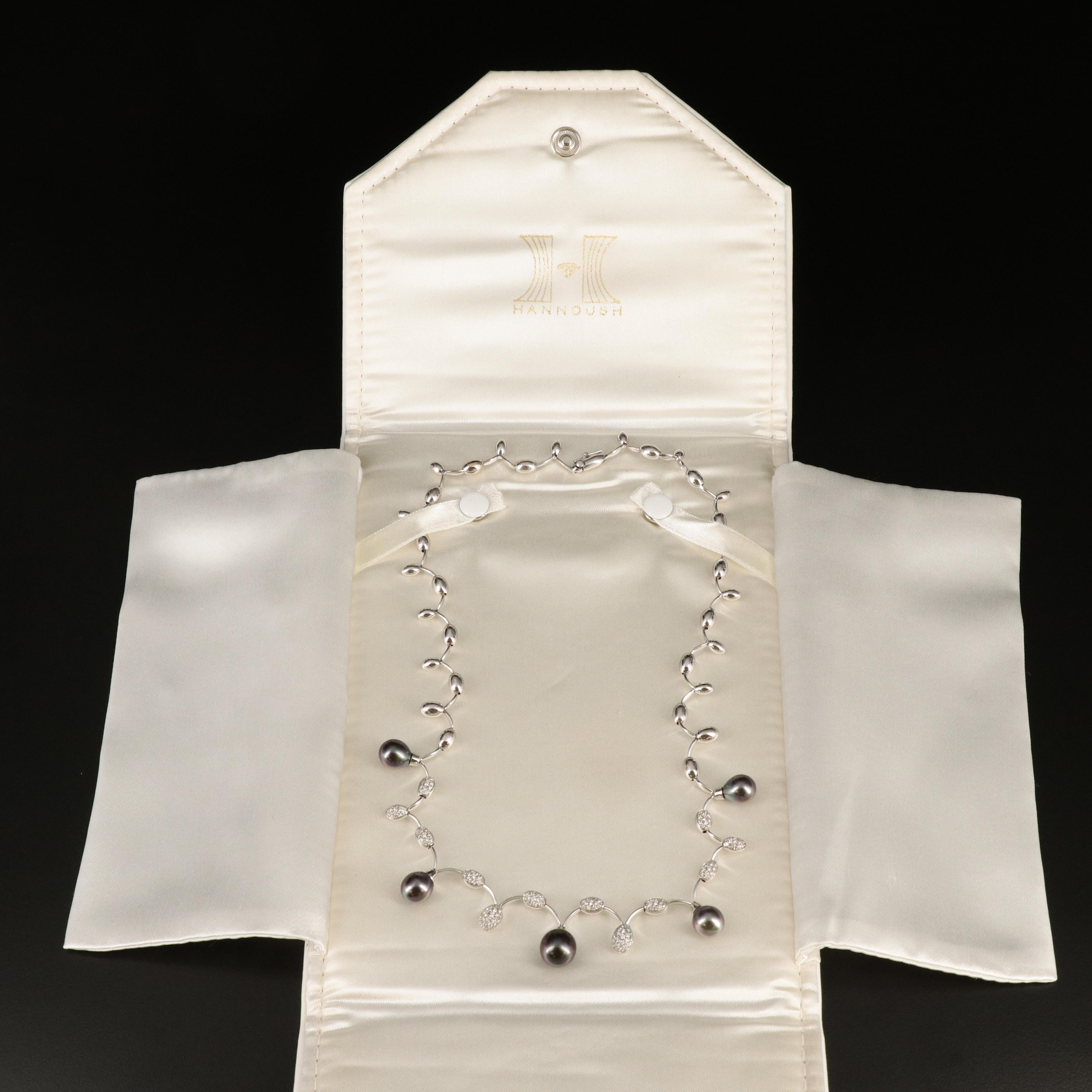 18K Pearl and 2.47 CTW Diamond Scalloped Necklace