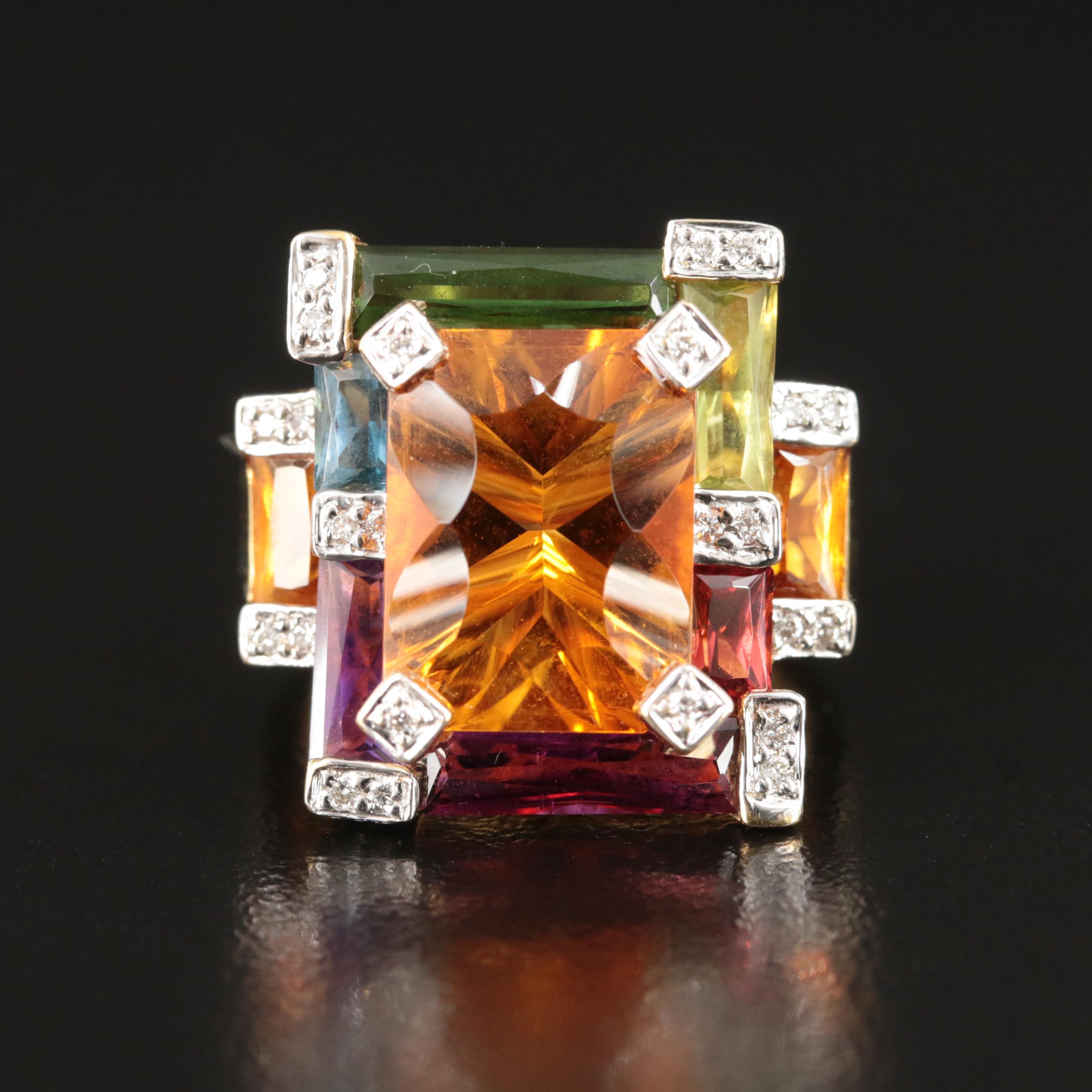 Bellarri "Lolita" 18K Citrine, Diamond and Amethyst Ring