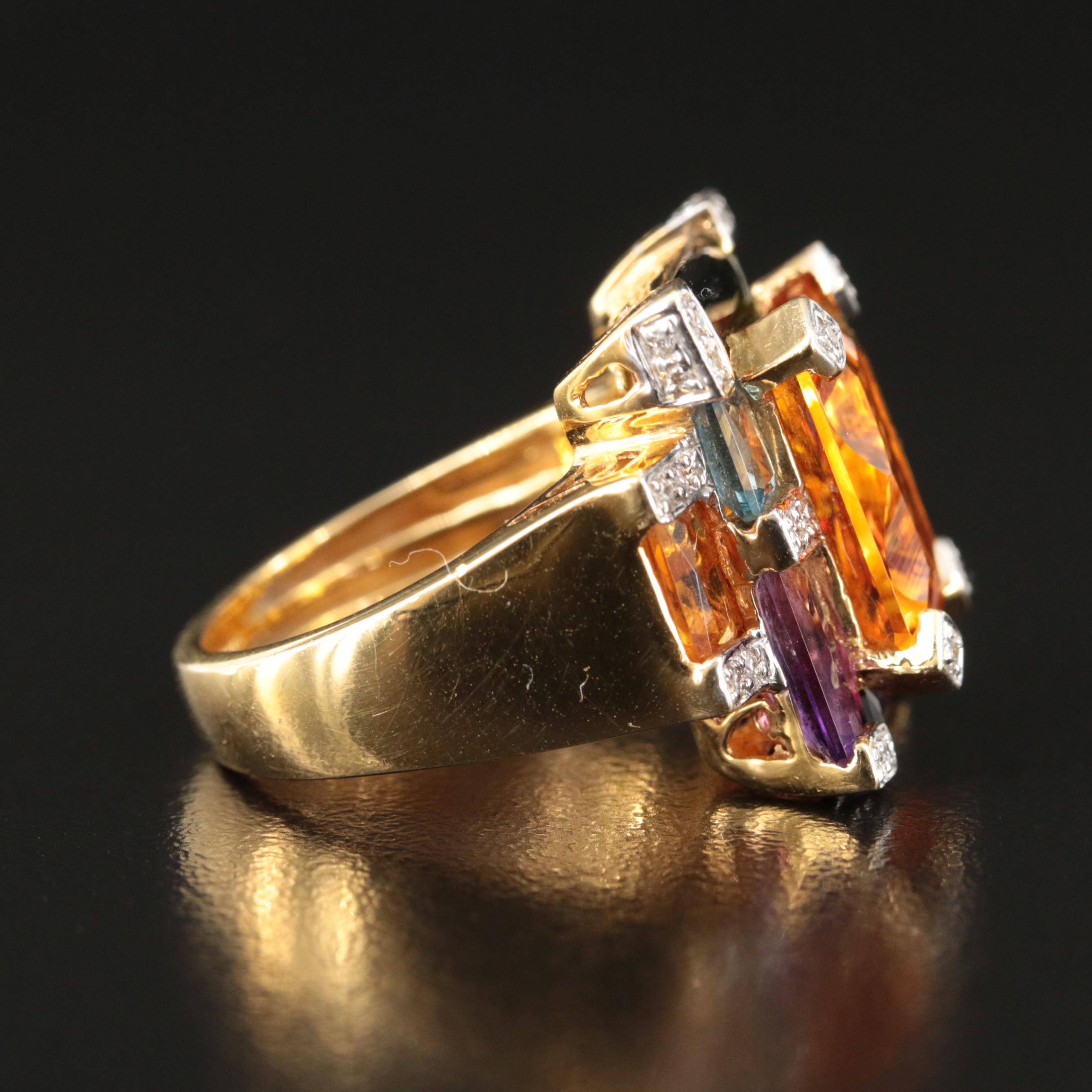 Bellarri "Lolita" 18K Citrine, Diamond and Amethyst Ring