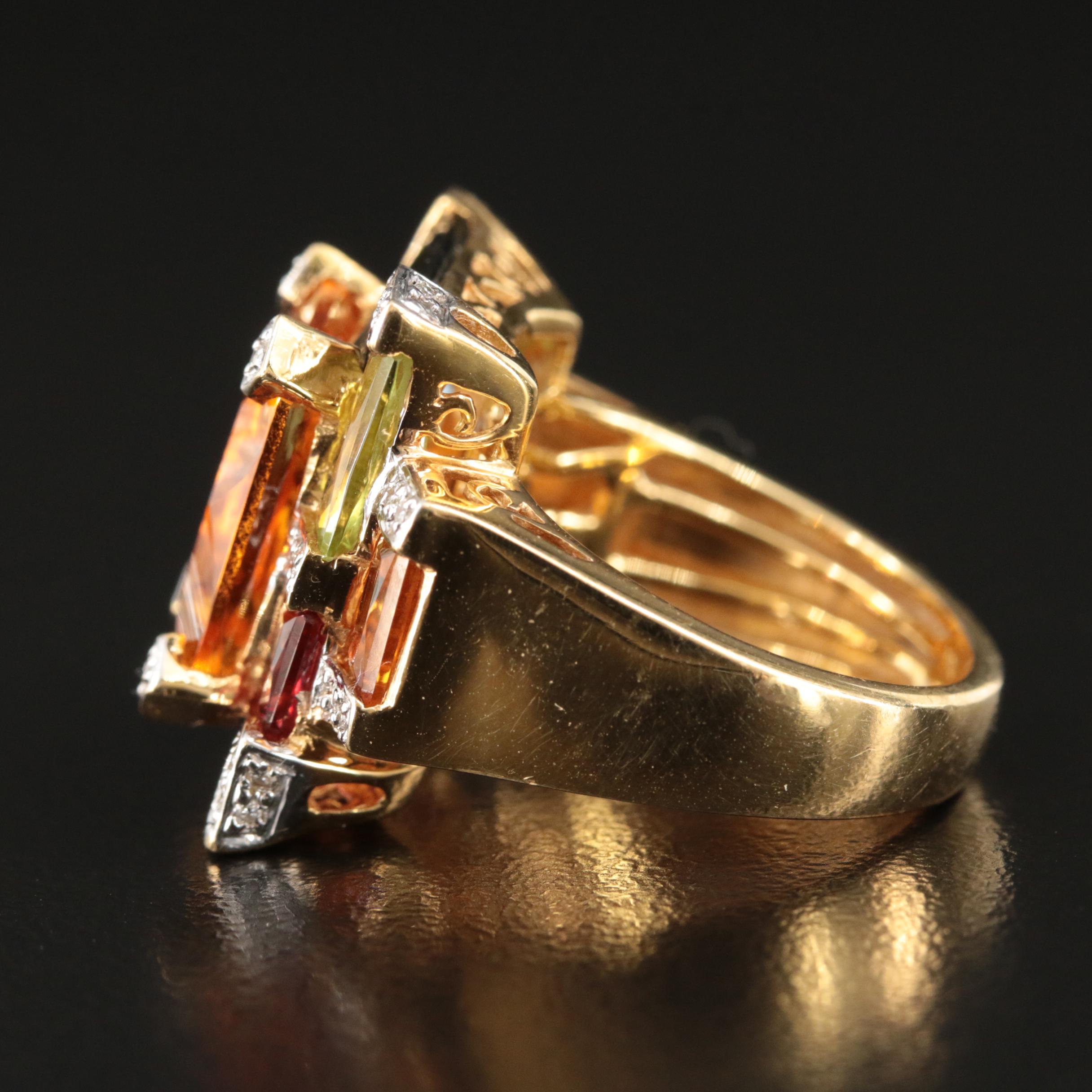 Bellarri "Lolita" 18K Citrine, Diamond and Amethyst Ring