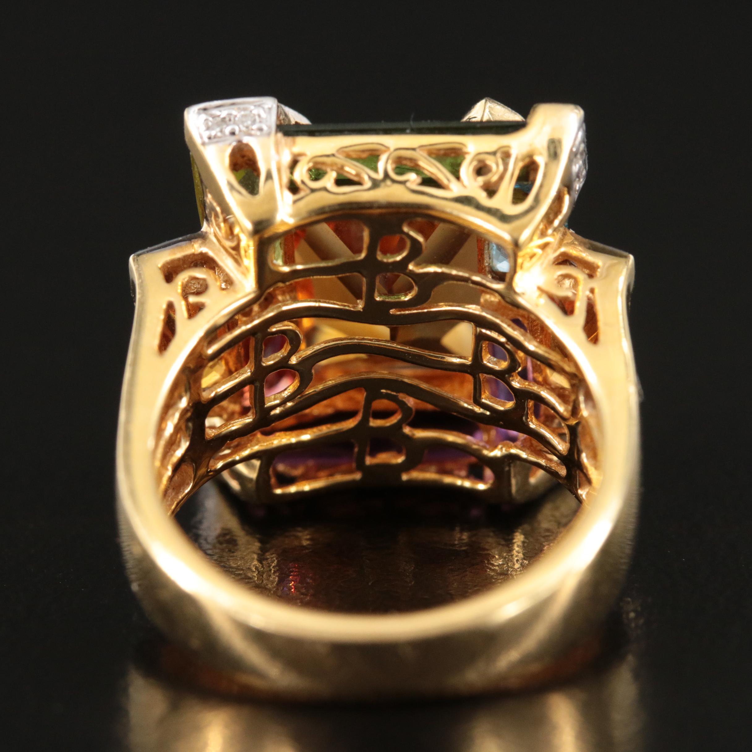 Bellarri "Lolita" 18K Citrine, Diamond and Amethyst Ring