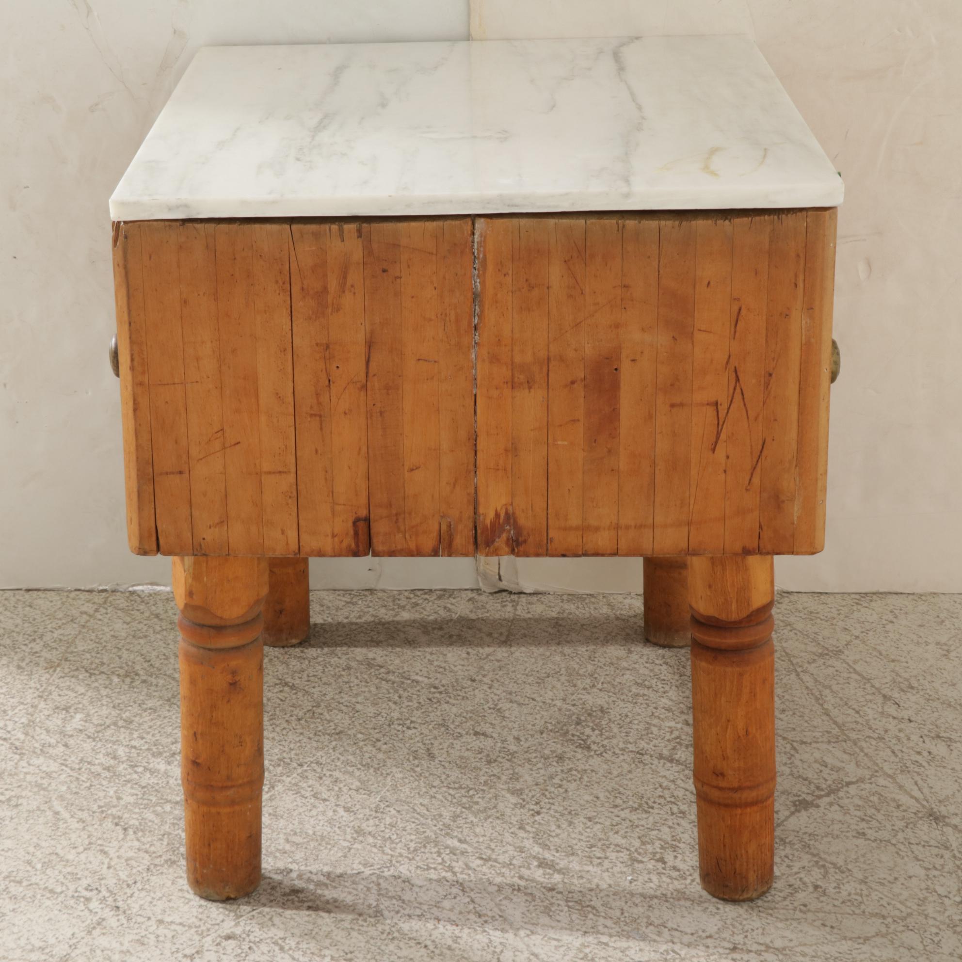 Large Maple Top Butcher's Block Table, Early 20th Century
