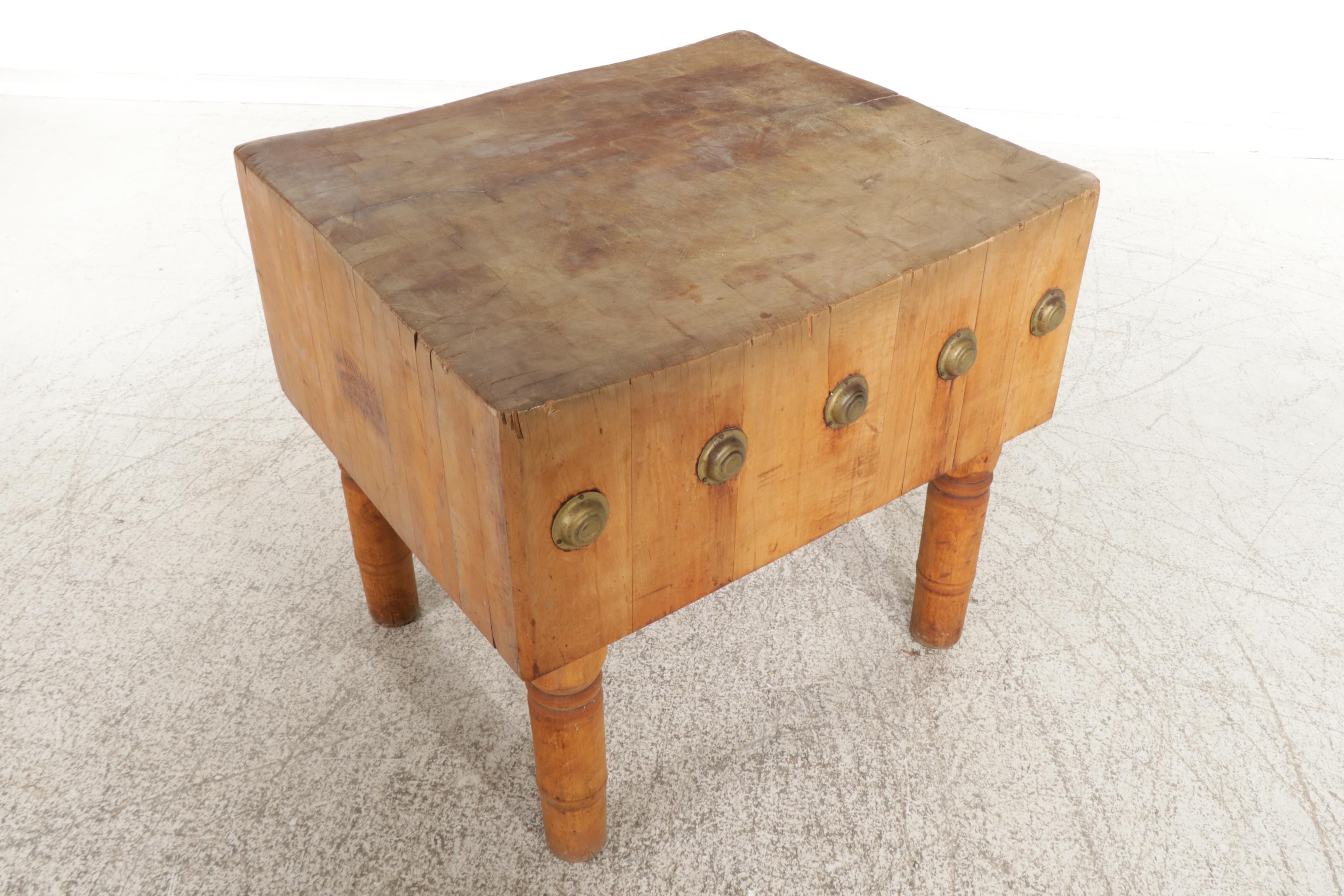Large Maple Top Butcher's Block Table, Early 20th Century