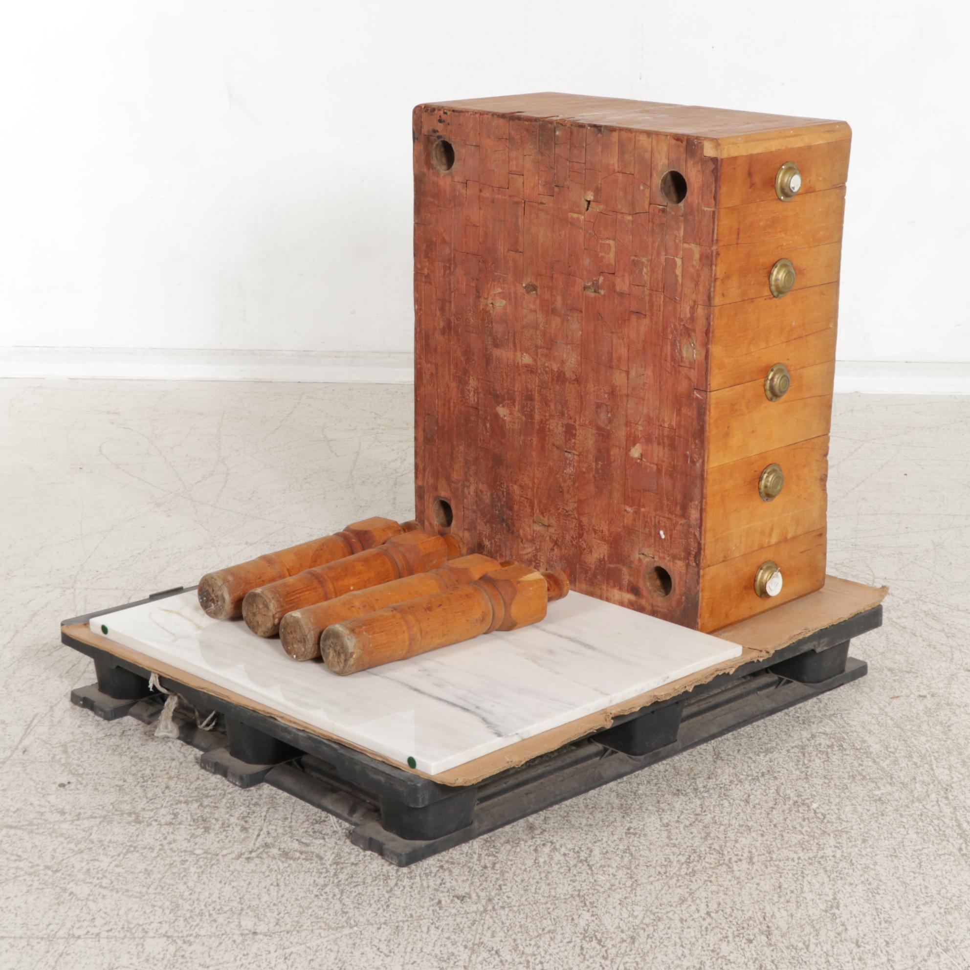 Large Maple Top Butcher's Block Table, Early 20th Century