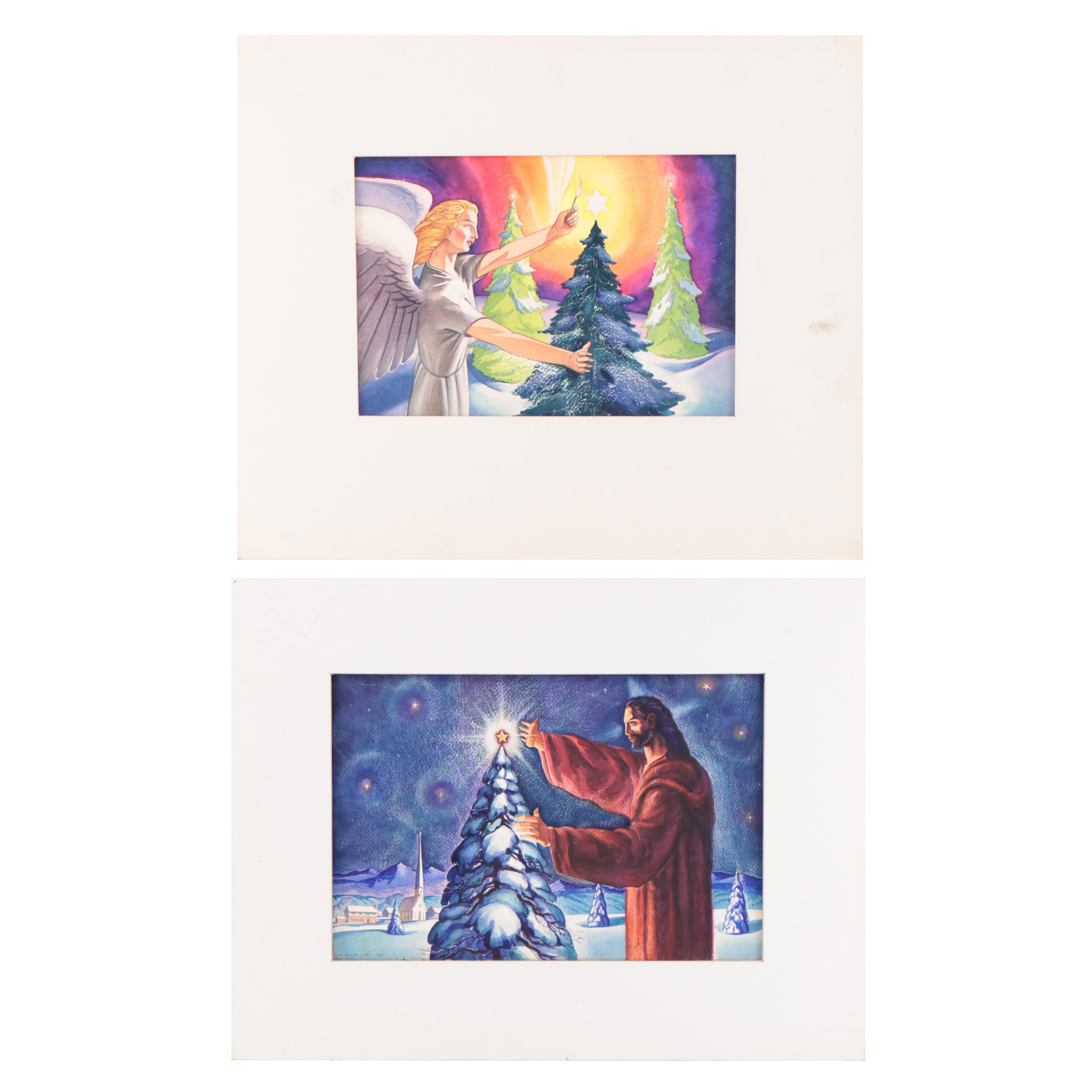 Dan Burne Jones Watercolor Paintings Including "Star of the Christmas Tree"