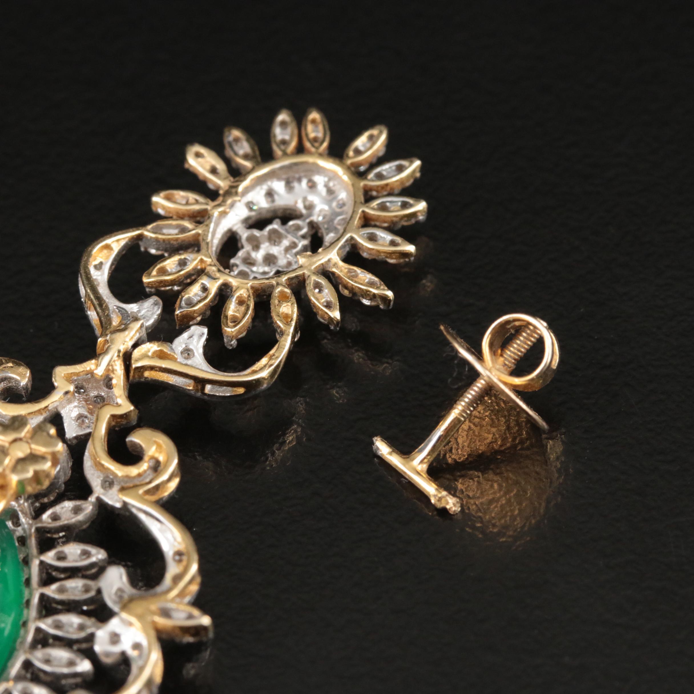 14K 4.15 CTW Diamond, Chalcedony and Imitation Pearl Earrings