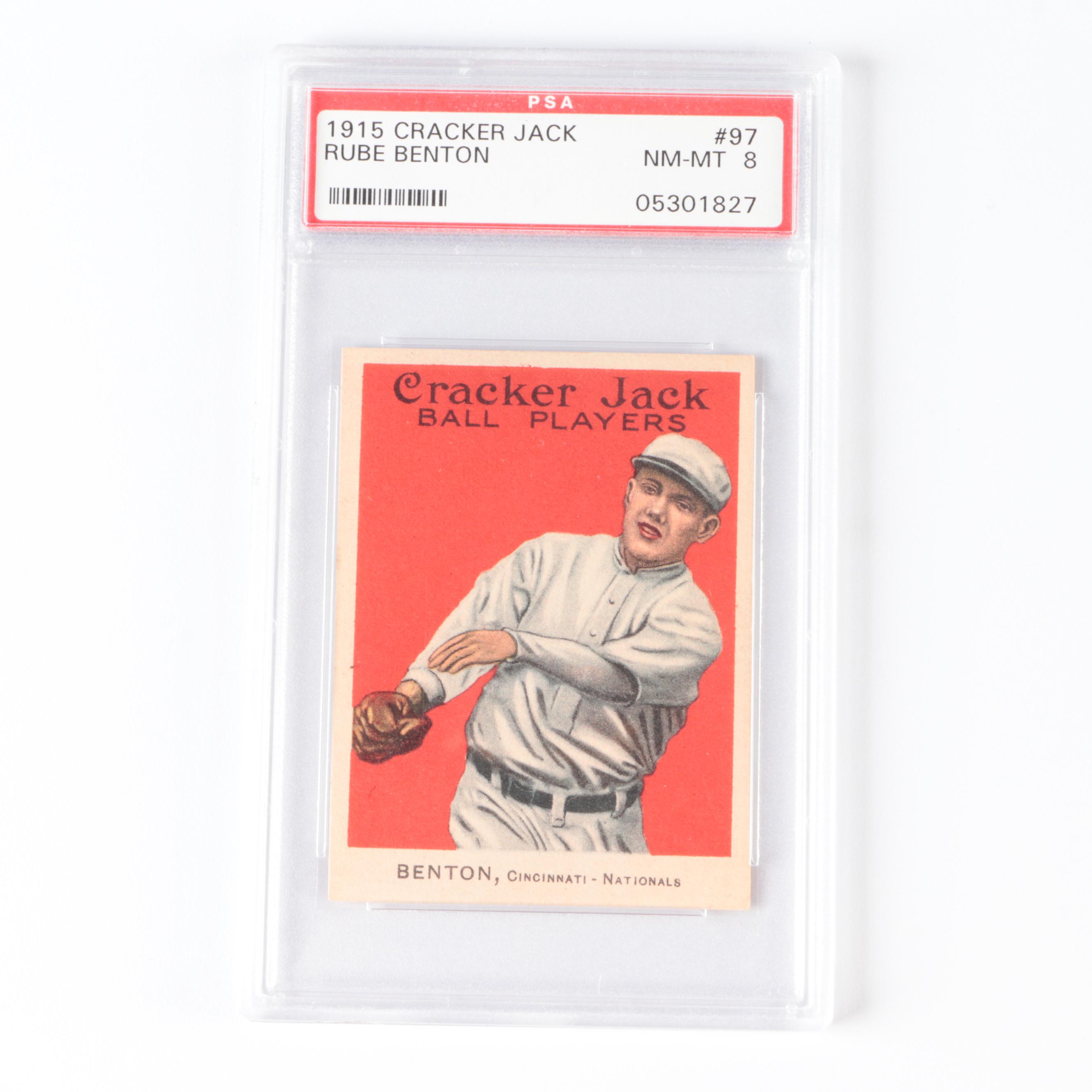 1915 Cracker Jack Baseball Cards with Rube Benton Graded PSA 8 and More