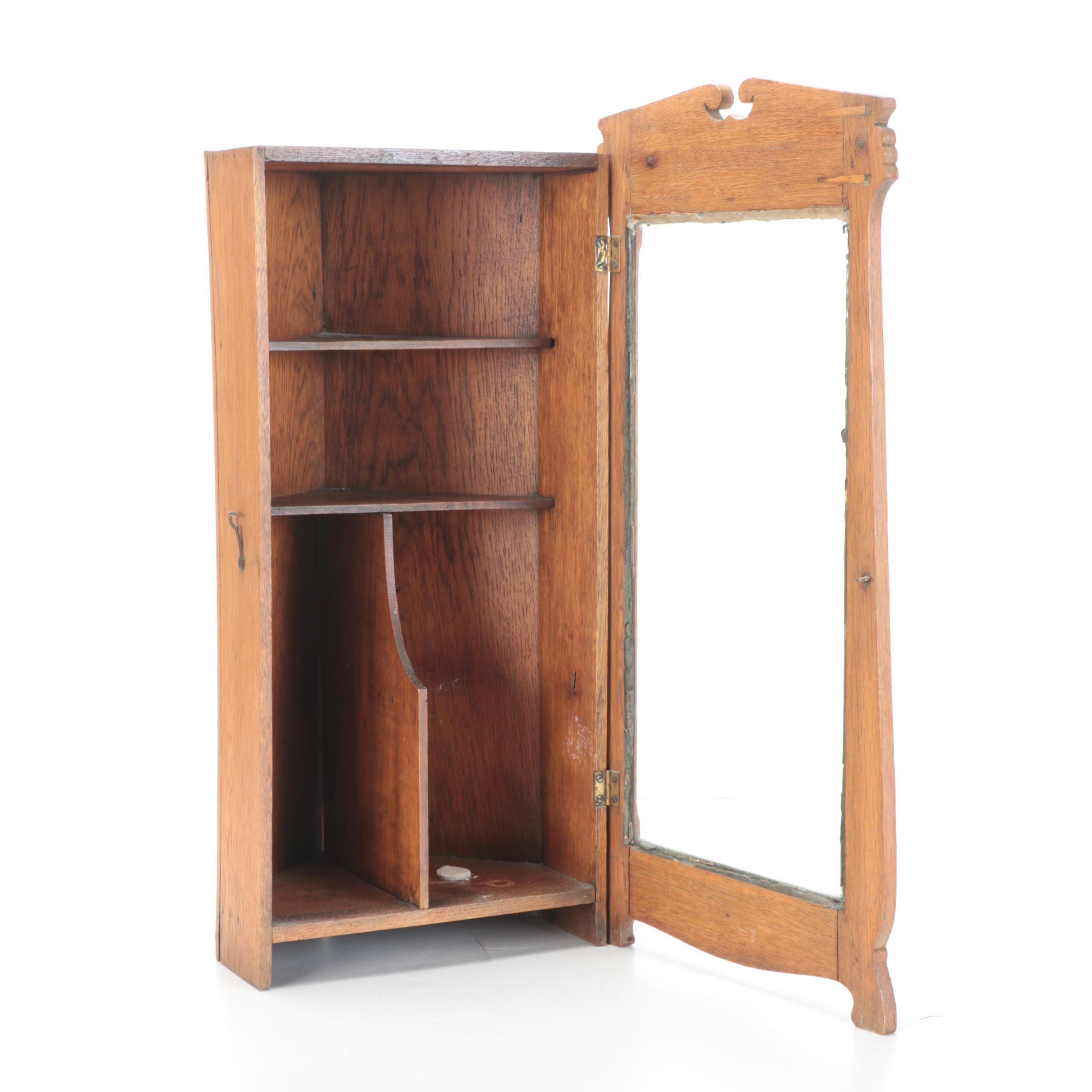 Victorian Oak Wall-Mount Corner Cabinet, Circa 1900