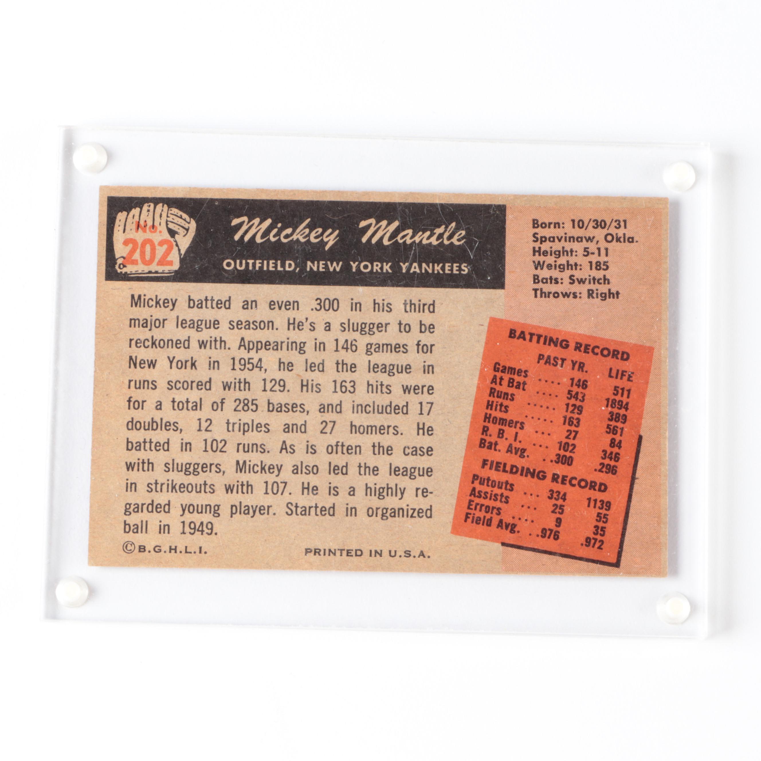1955 Bowman Mickey Mantle #202 New York Yankees Baseball Card