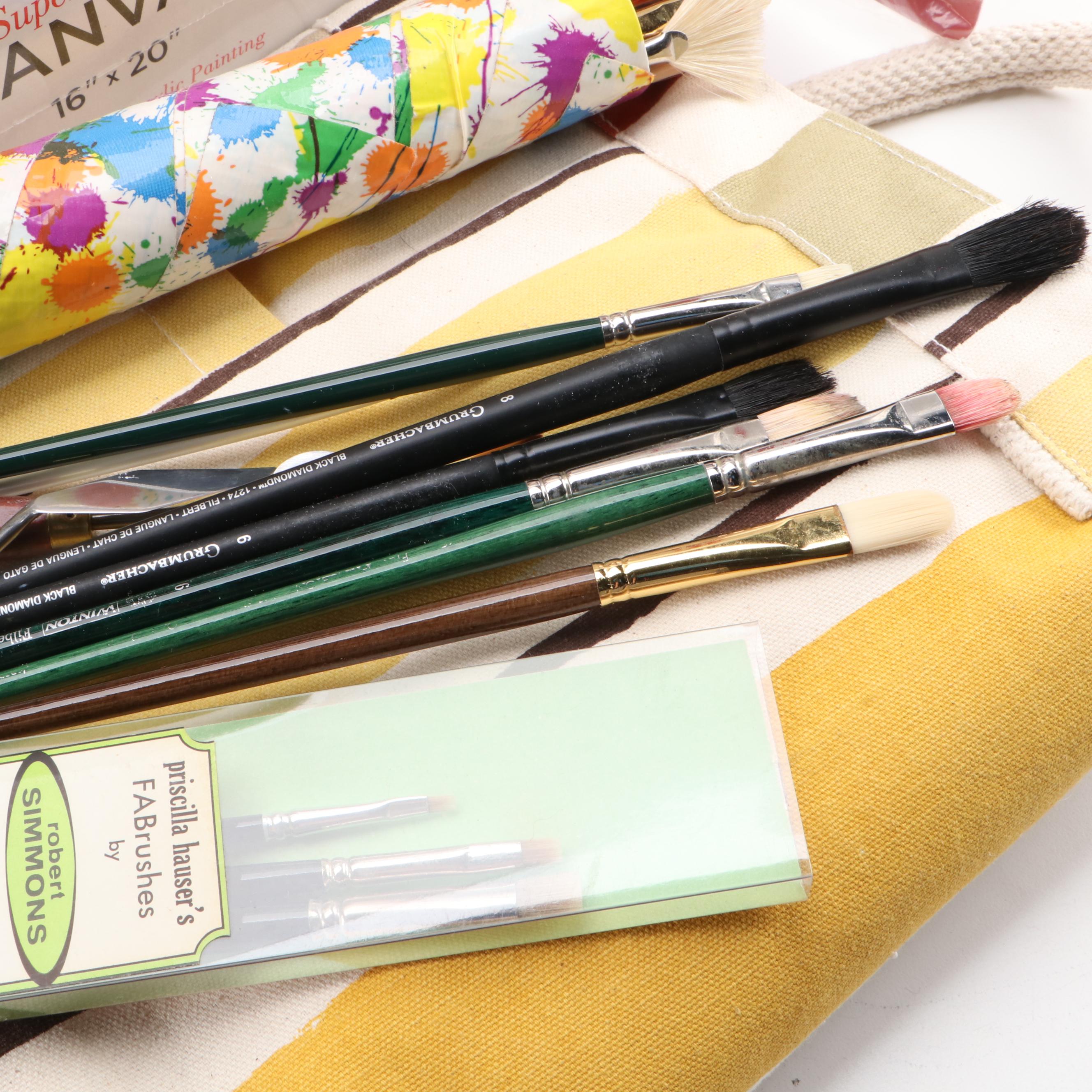 Art Supply Collection with Canvases, Brushes, Window Paint and More