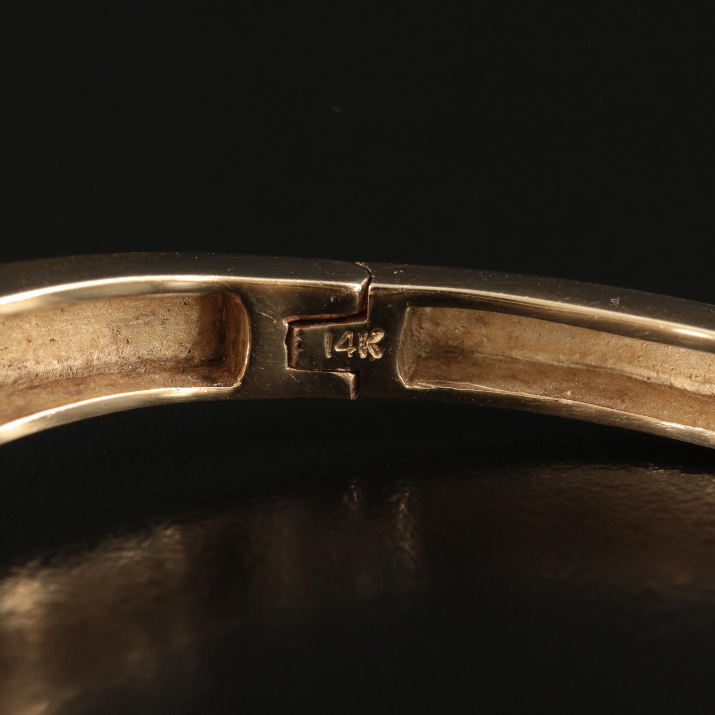 14K Tanzanite, Diamond and Oval Inlay Hinged Bangle