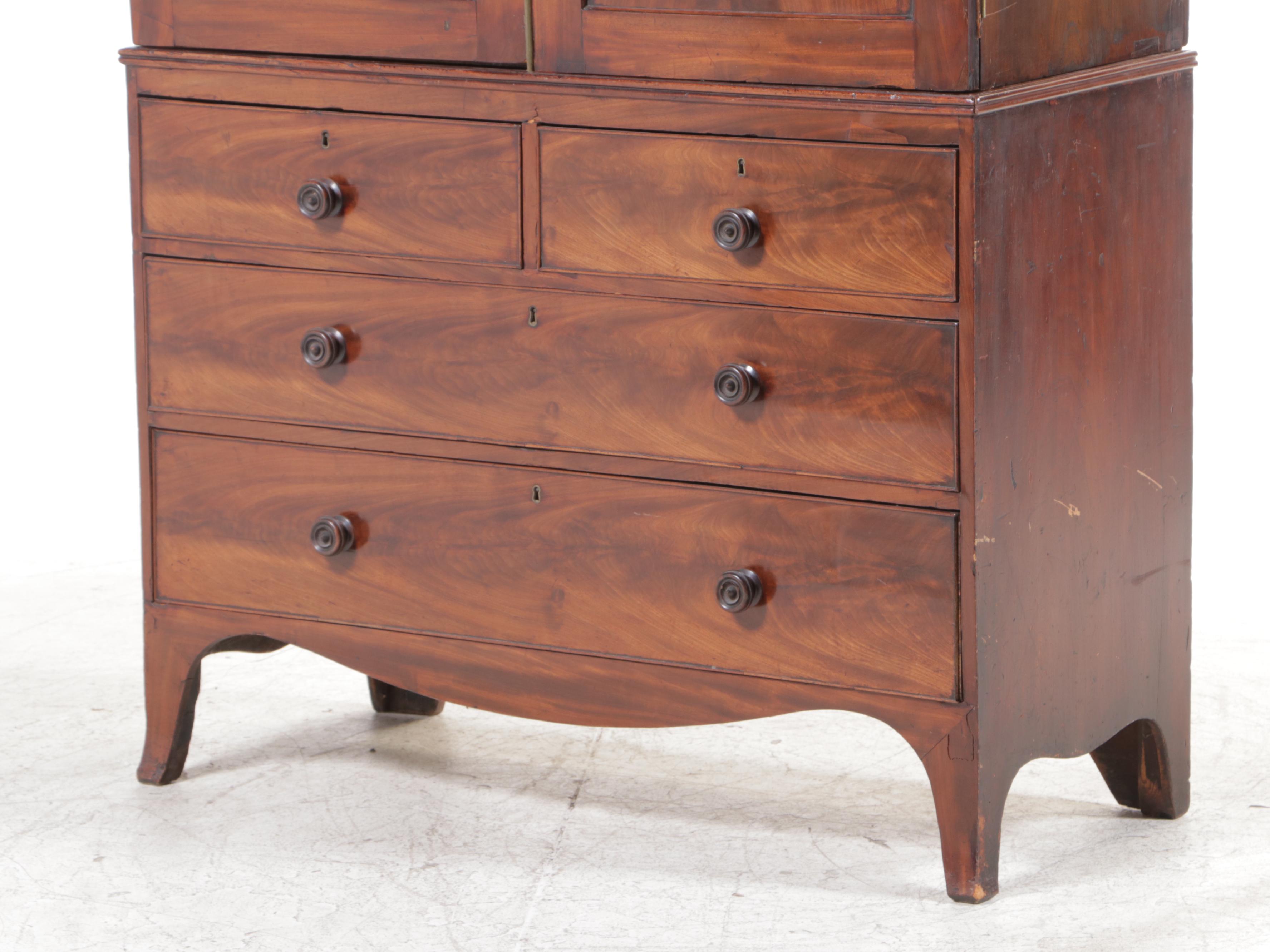 George III Mahogany Linen Press, Early 19th Century and Adapted