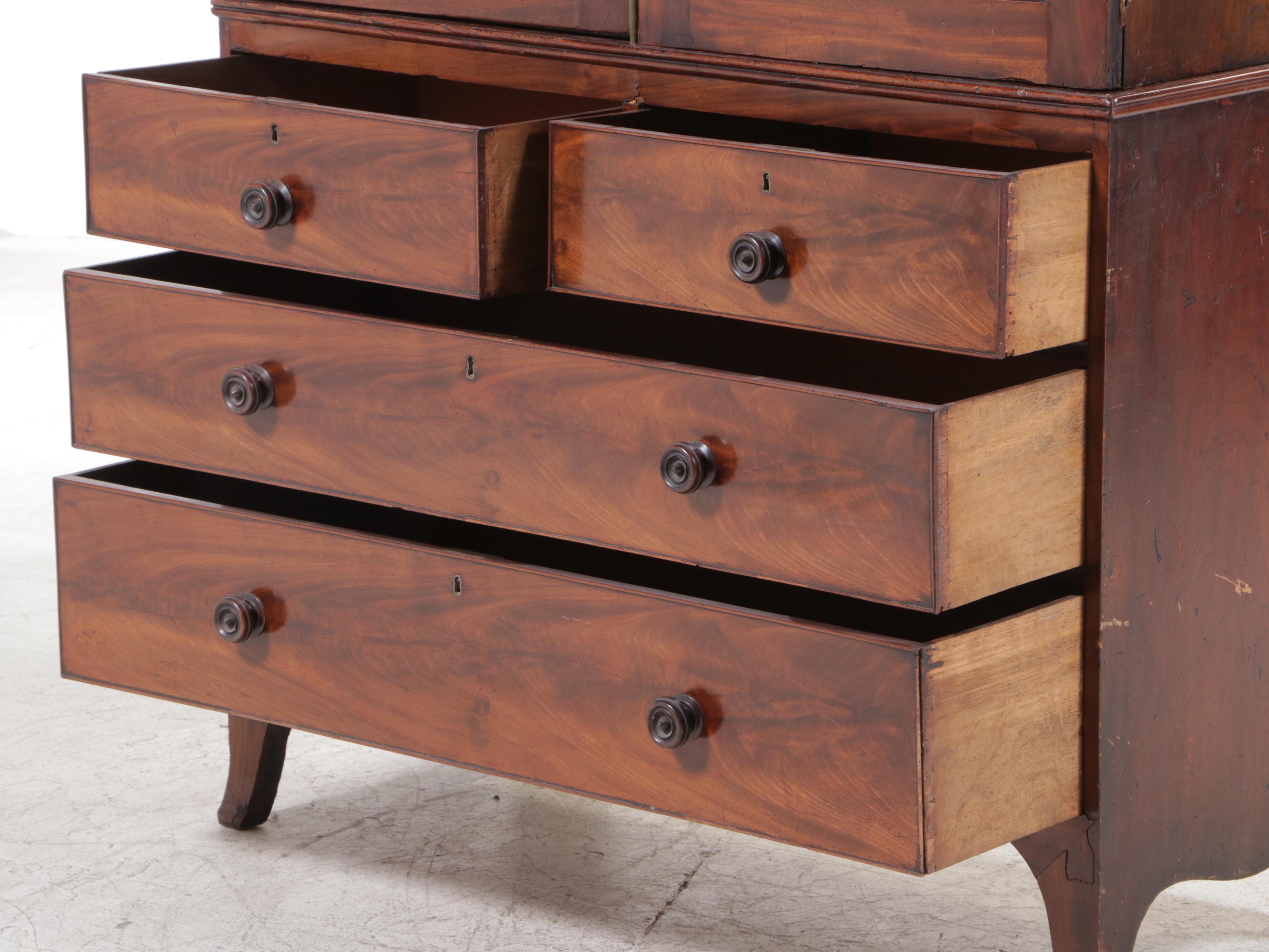 George III Mahogany Linen Press, Early 19th Century and Adapted