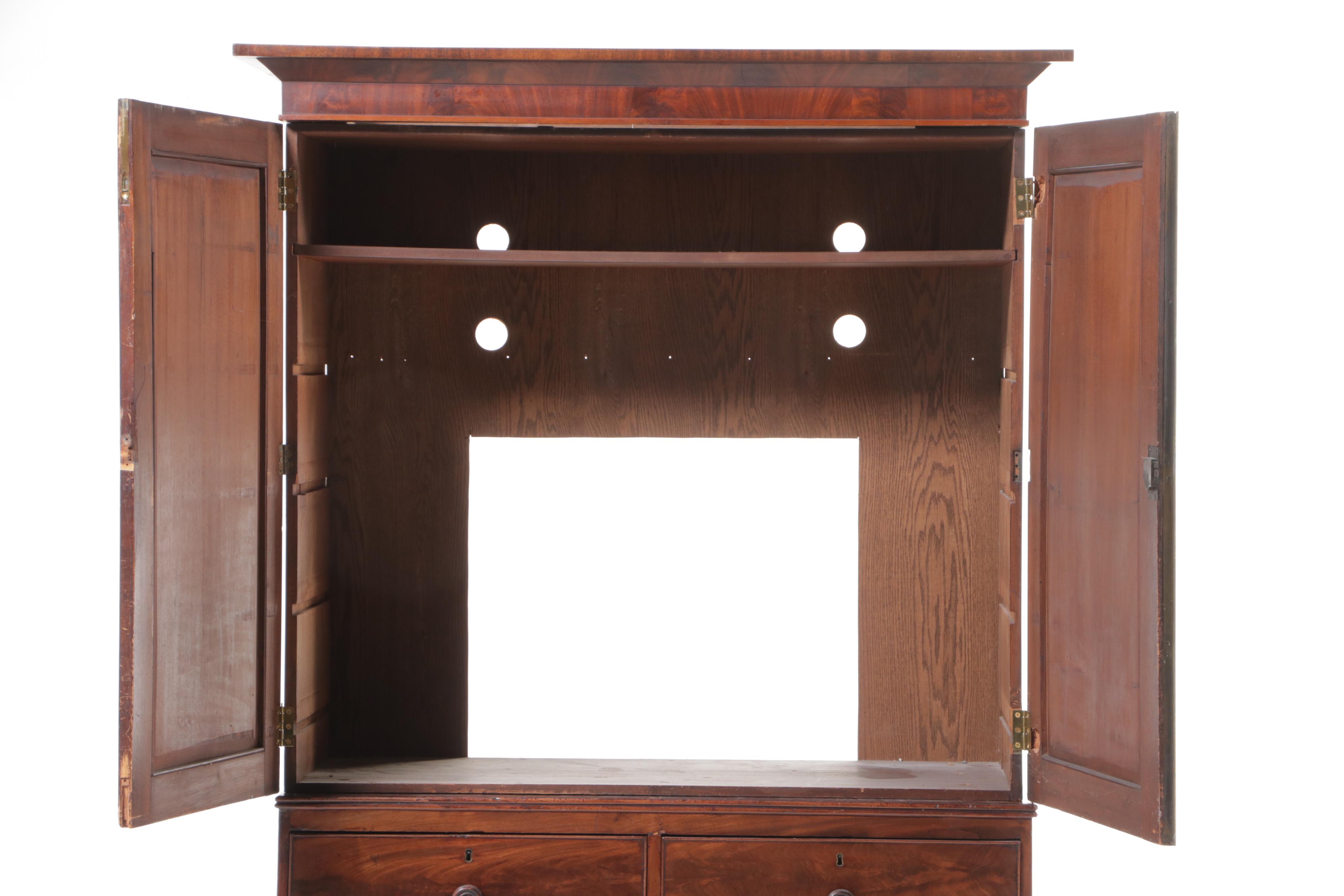 George III Mahogany Linen Press, Early 19th Century and Adapted