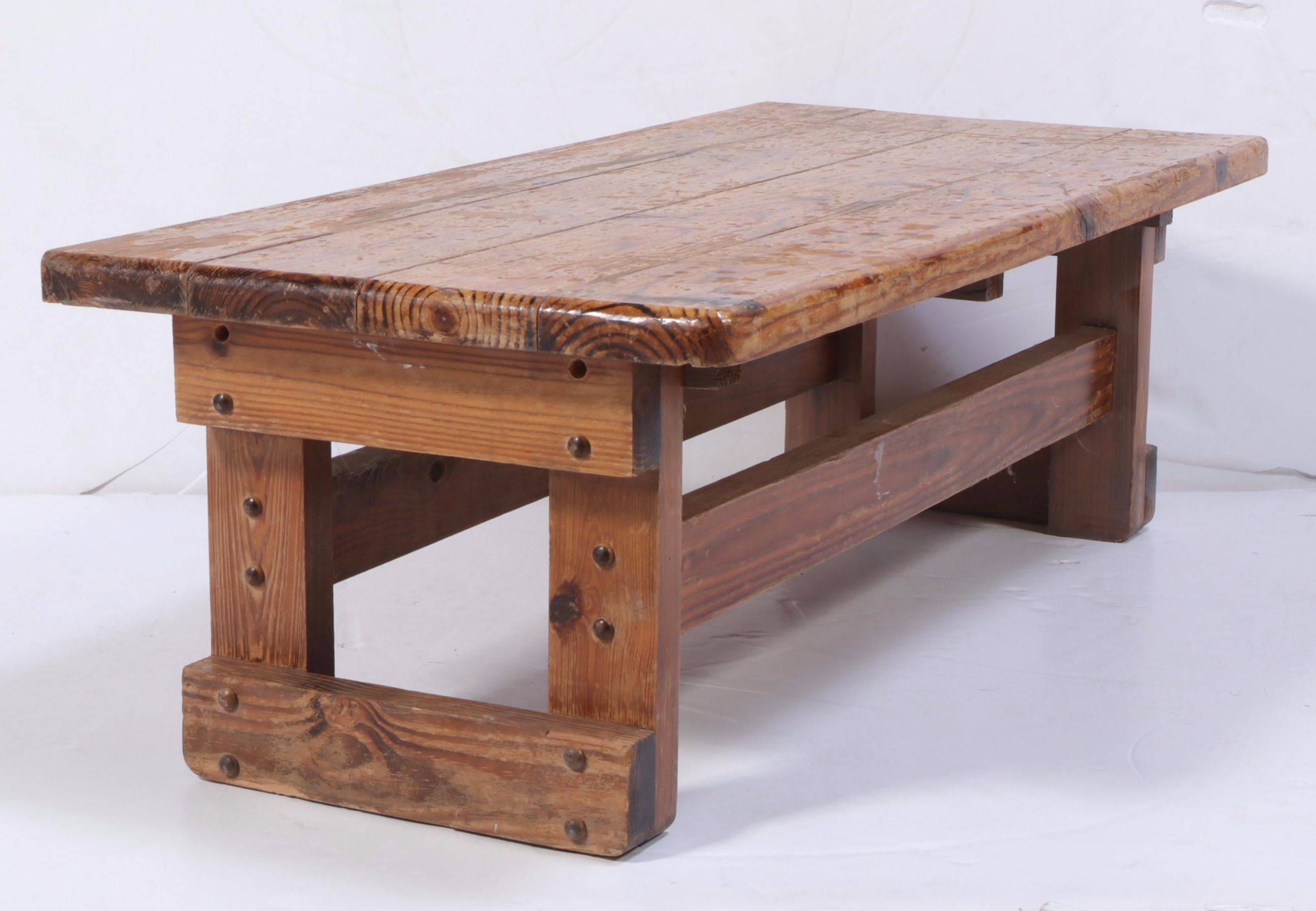 Rustic Pine Coffee Table, Late 20th Century