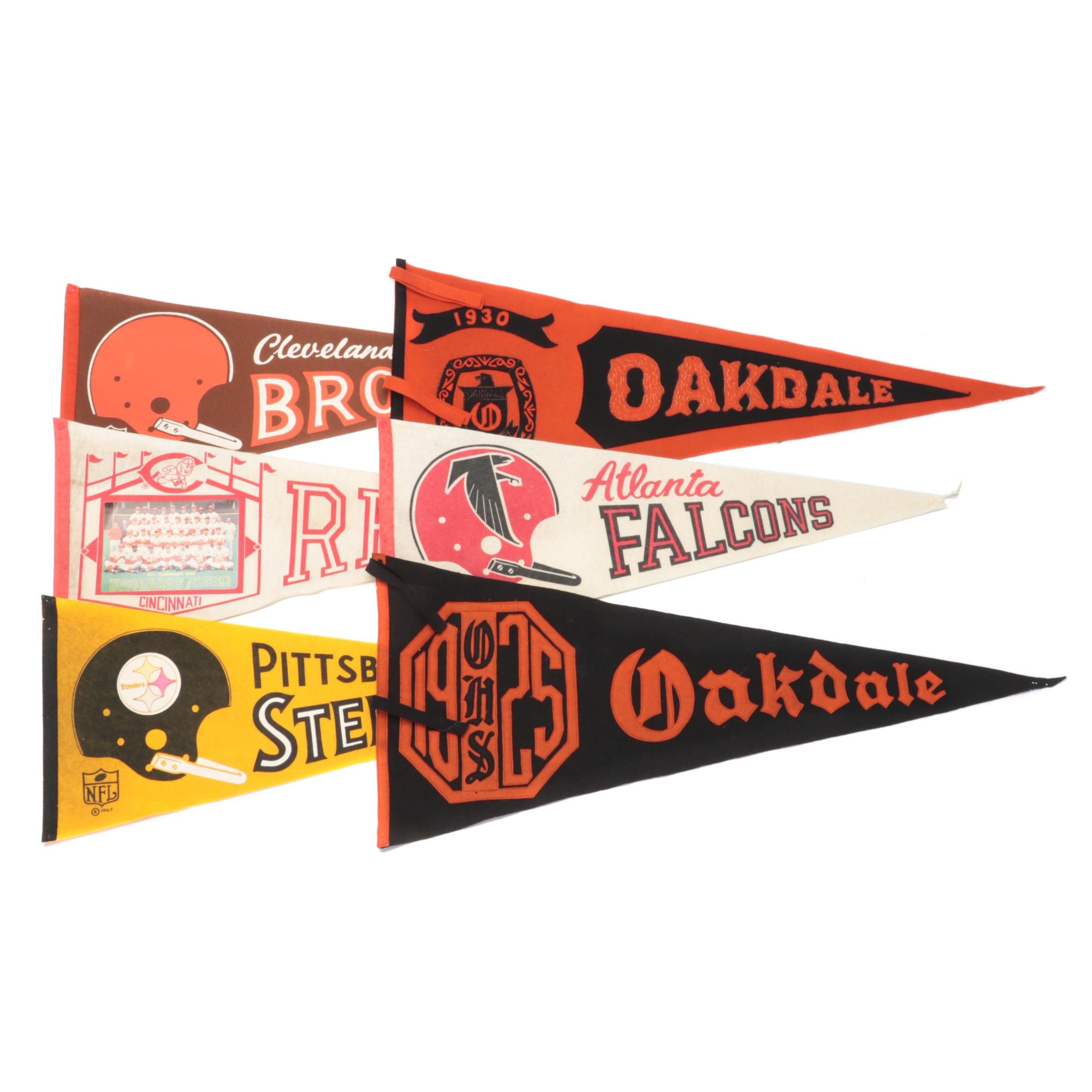 Baseball and Football Pennants with Cincinnati Reds and More, Vintage
