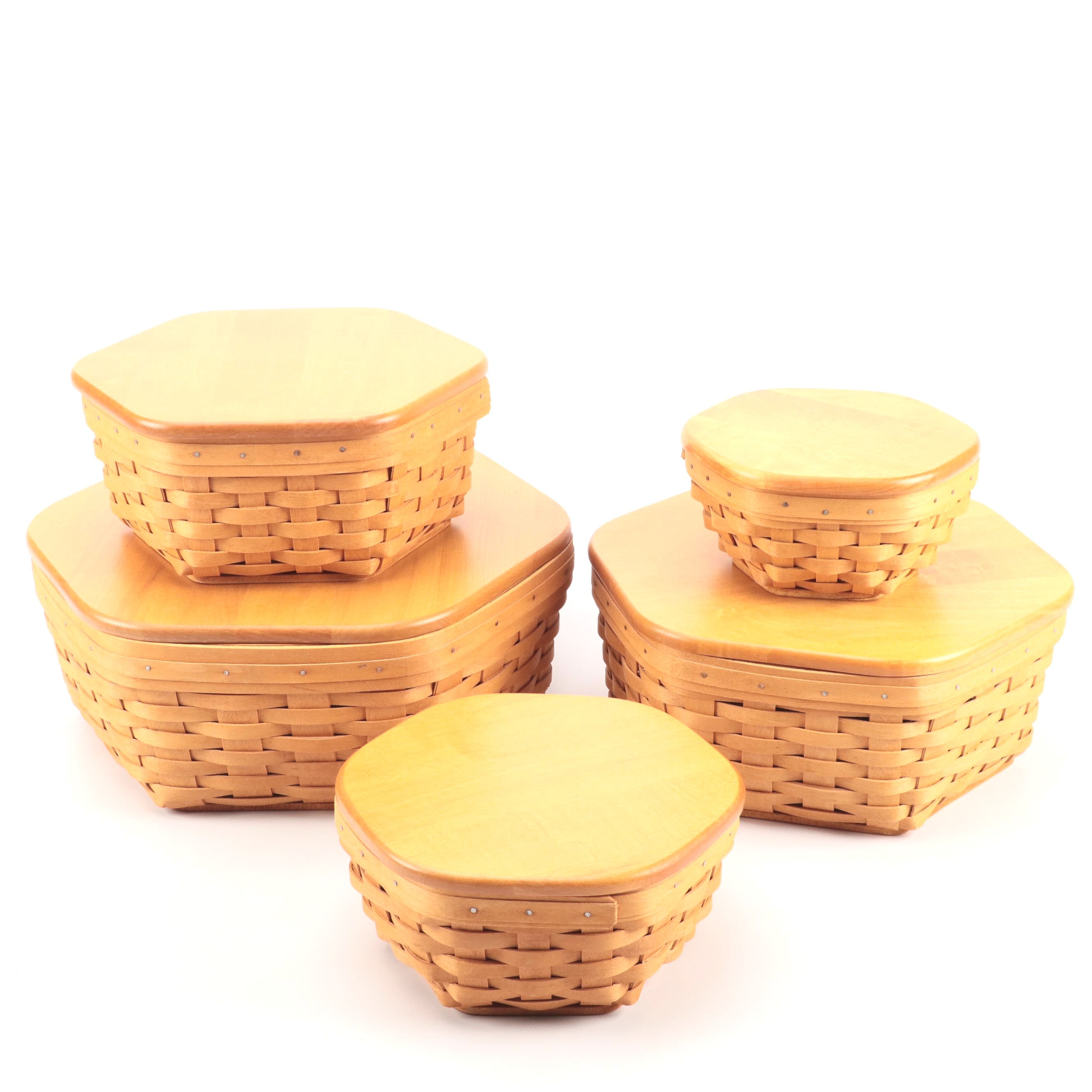 Longaberger Hexagonal Stacking Basketry Boxes