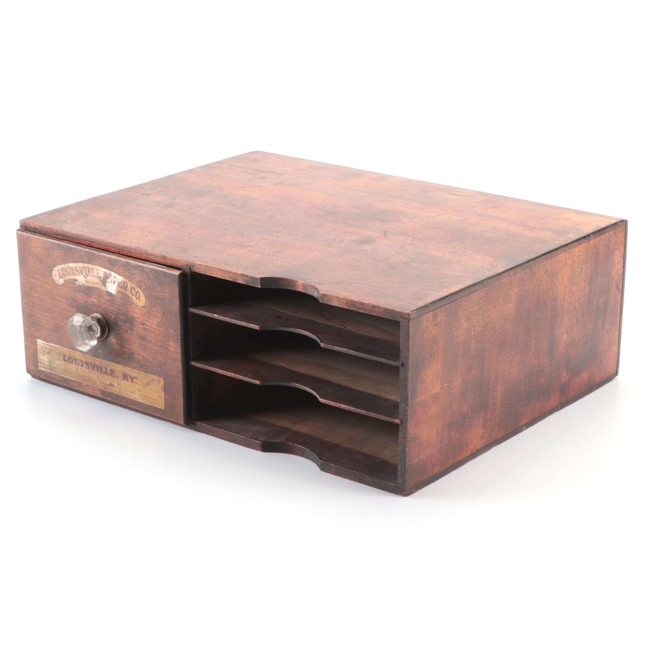 Louisville Paper Co. Wooden Tabletop Paper Organizer with Drawer