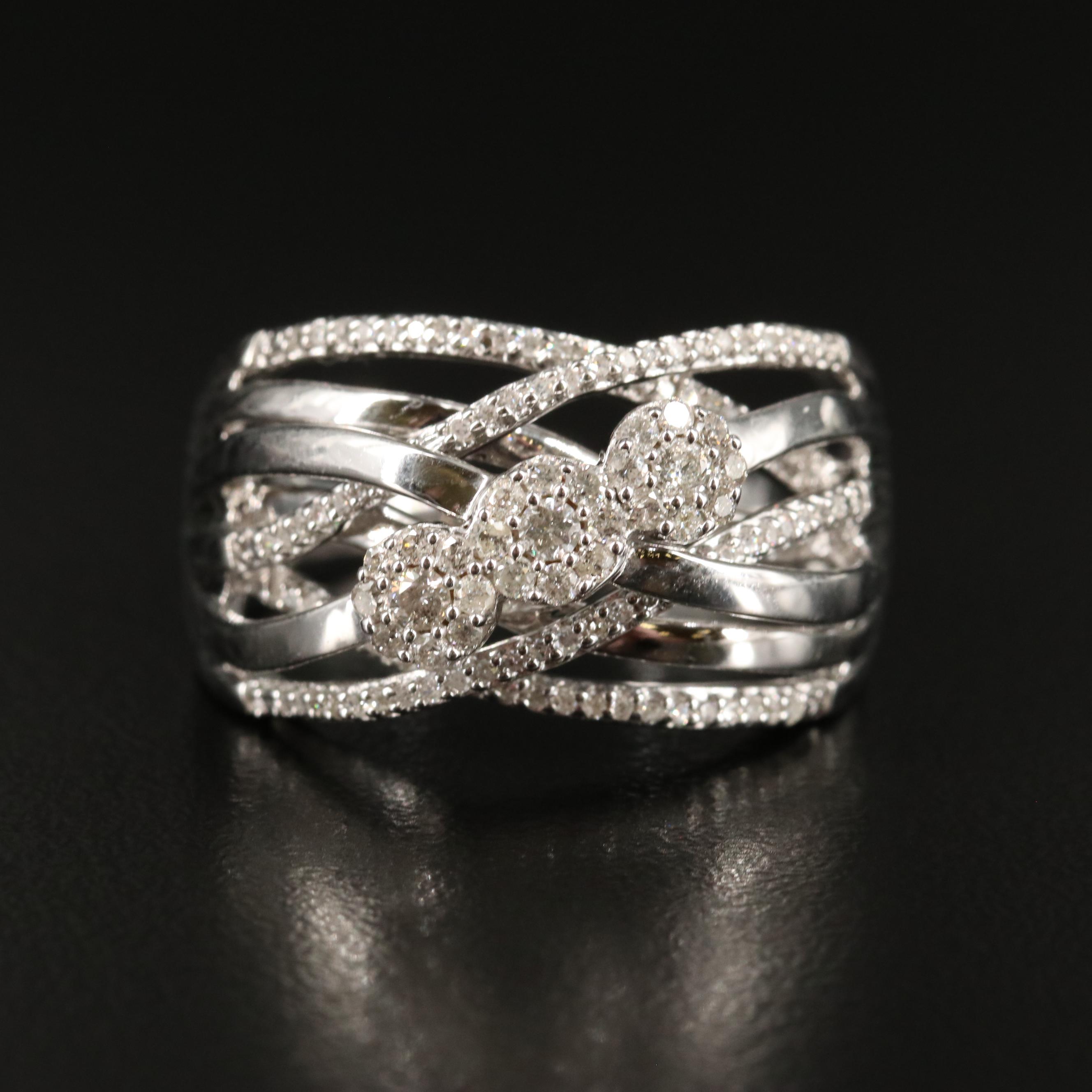 Sterling Diamond Crossover Ring