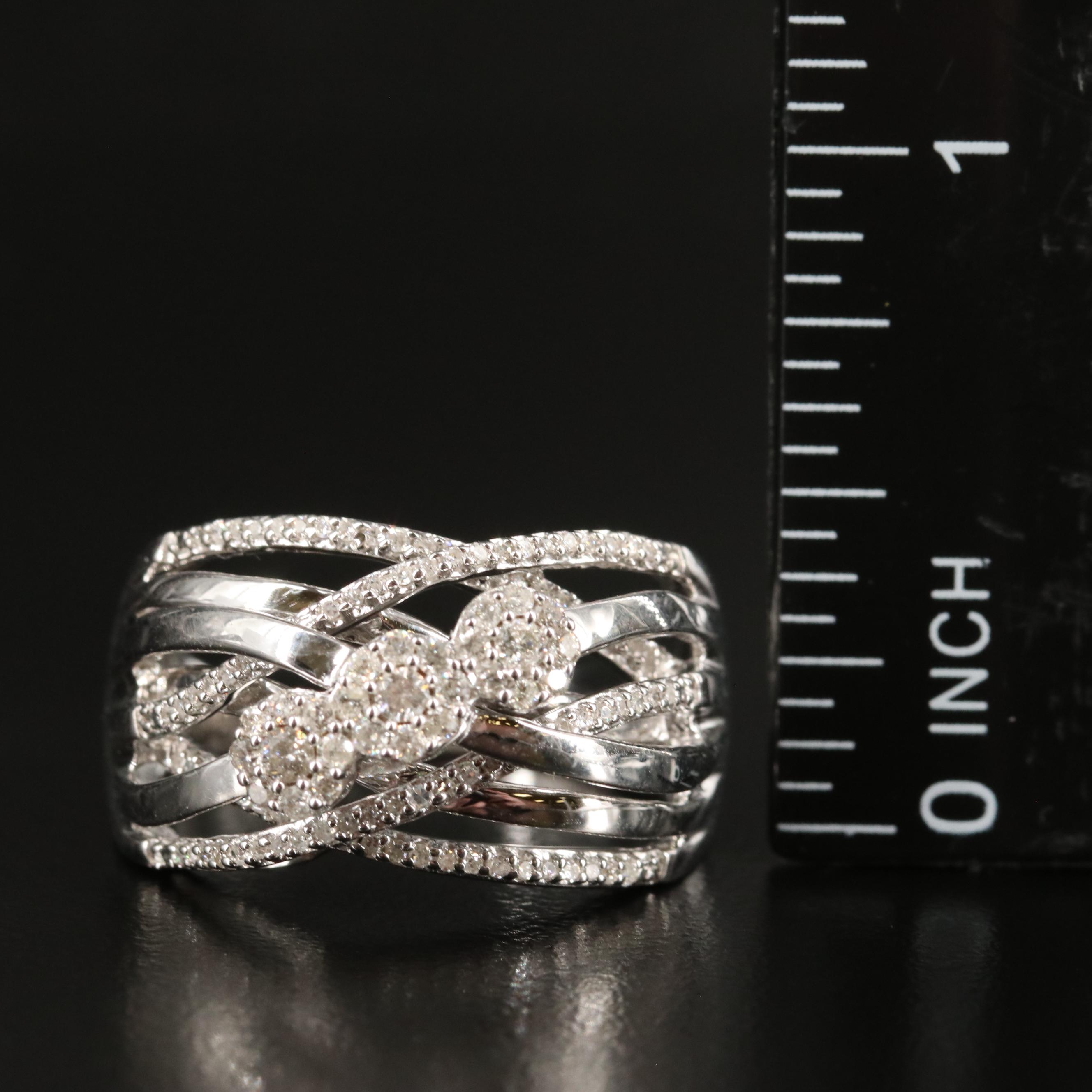 Sterling Diamond Crossover Ring