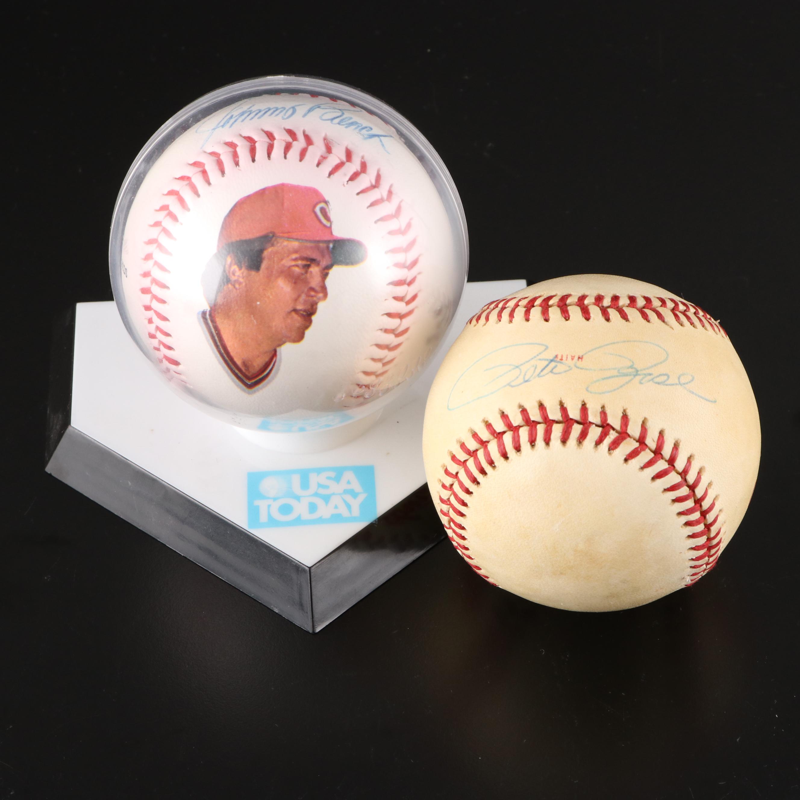 1978 World Series Pete Rose Signed Baseball with Johnny Bench Signed Baseball