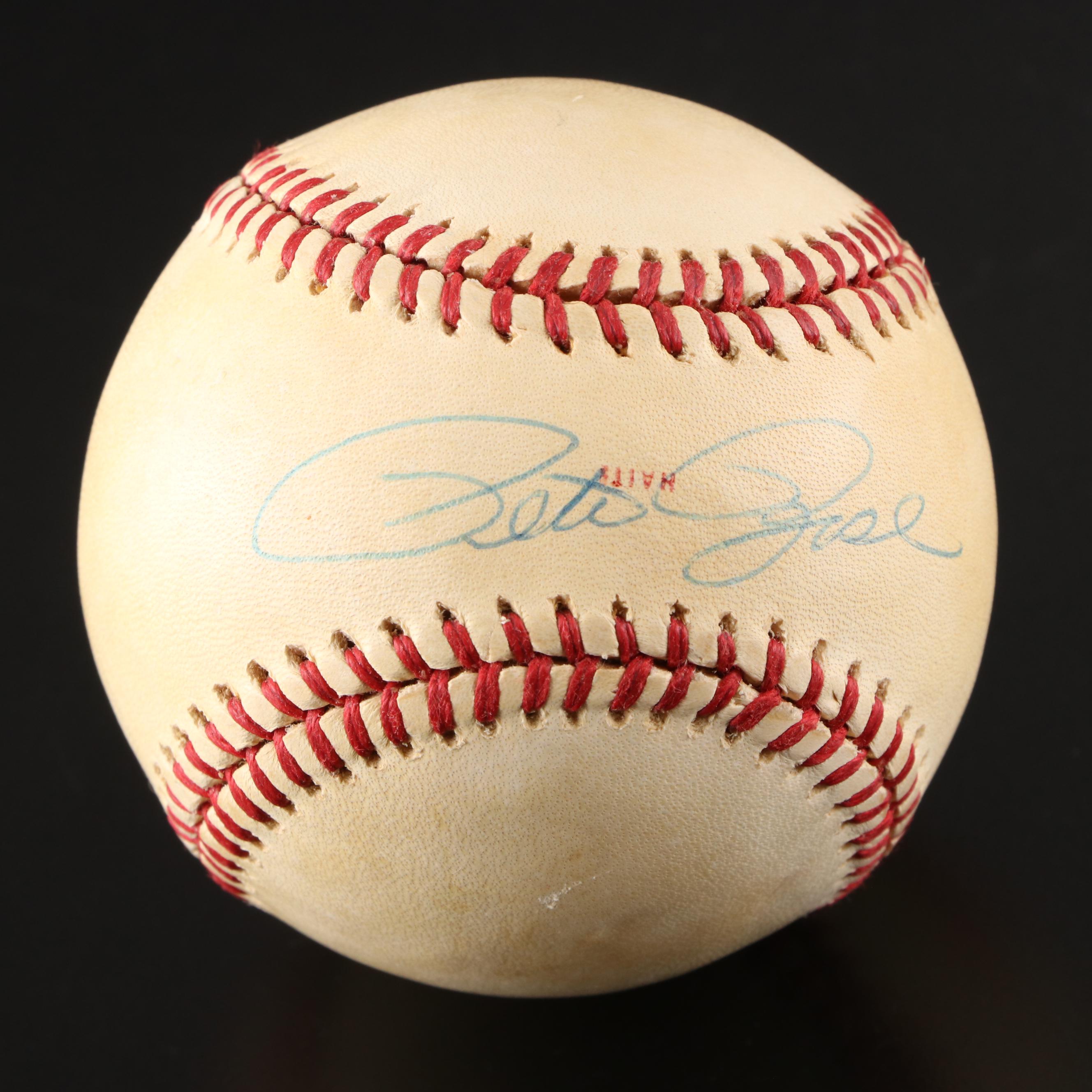 1978 World Series Pete Rose Signed Baseball with Johnny Bench Signed Baseball