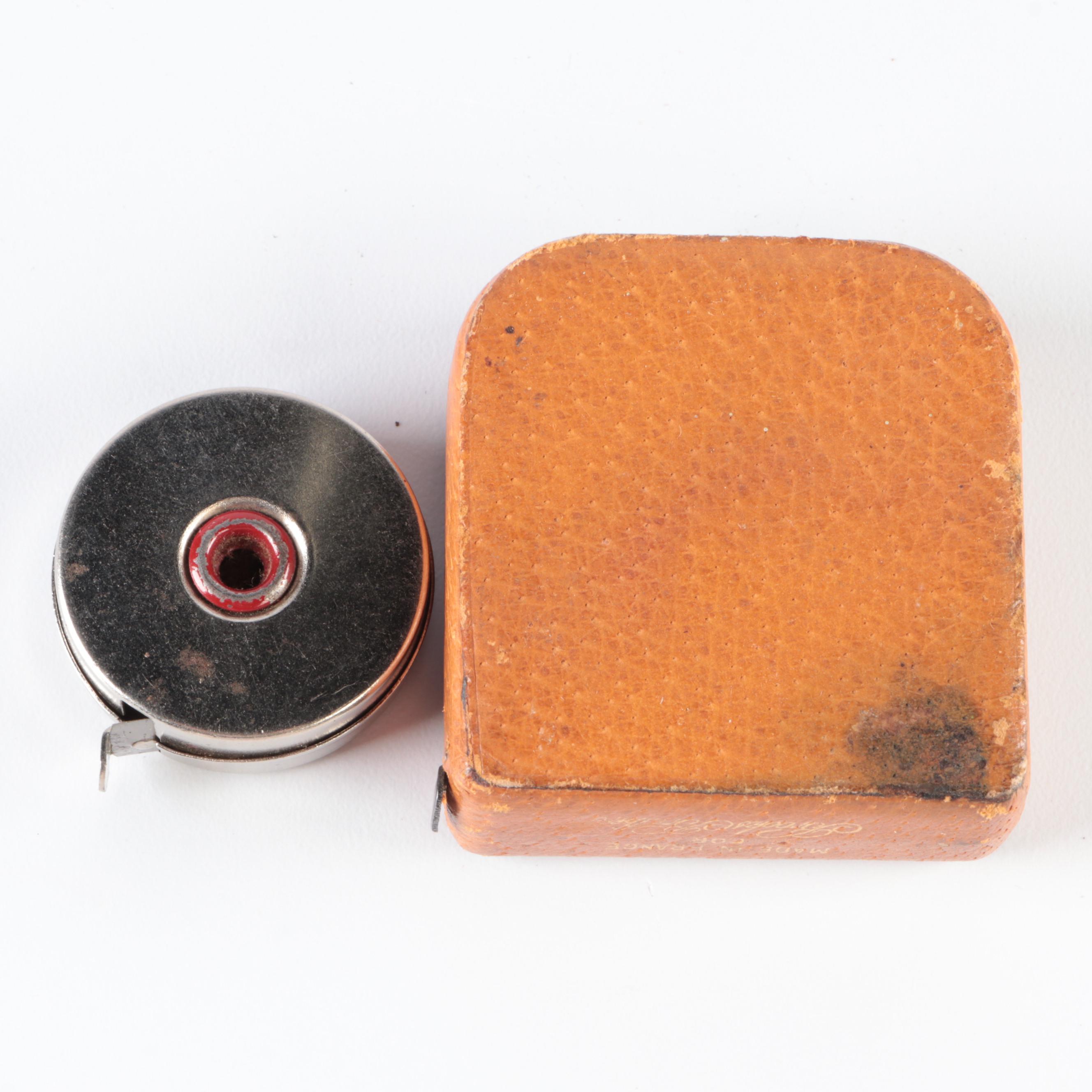 Brooks Brother French Leather Cased Measuring Tape with Assorted Tape Collection