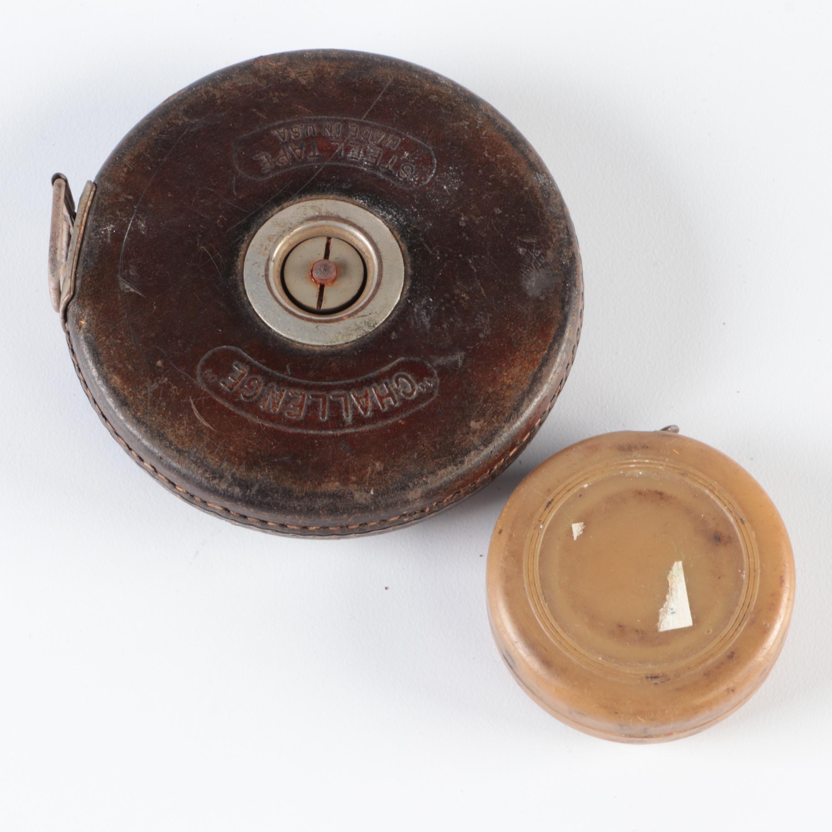 Brooks Brother French Leather Cased Measuring Tape with Assorted Tape Collection