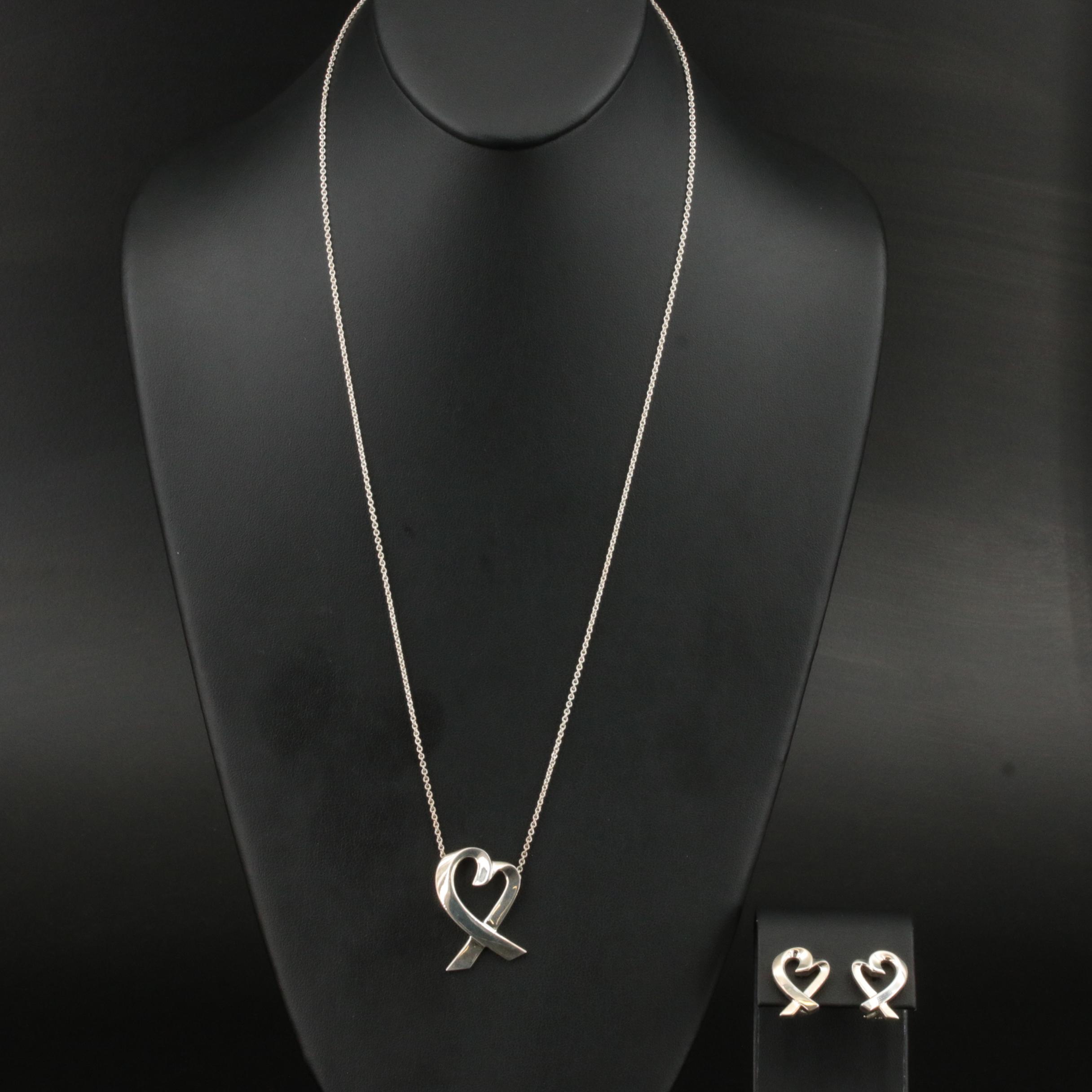 Paloma Picasso for Tiffany & Co. "Loving Heart" Sterling Jewelry Set