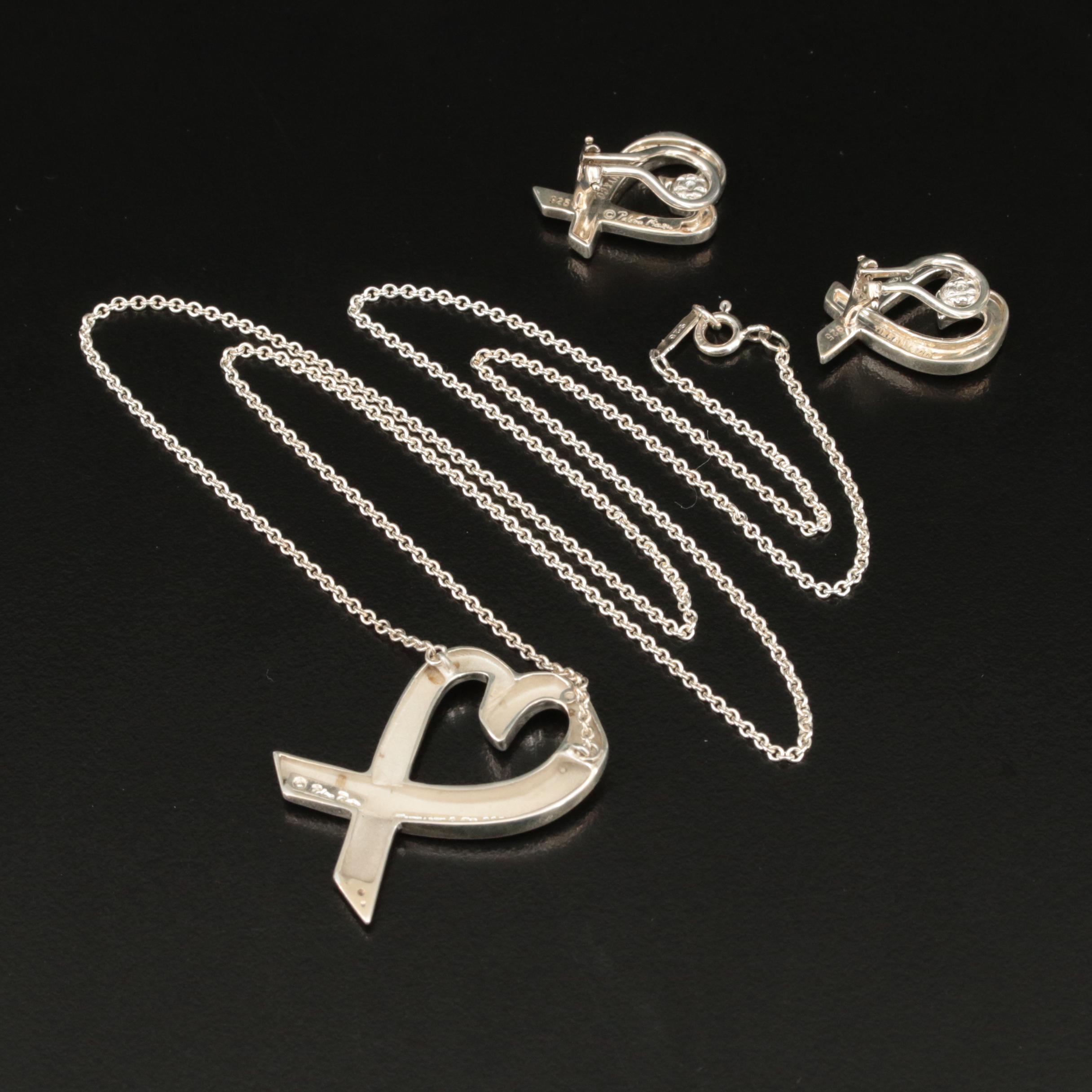 Paloma Picasso for Tiffany & Co. "Loving Heart" Sterling Jewelry Set
