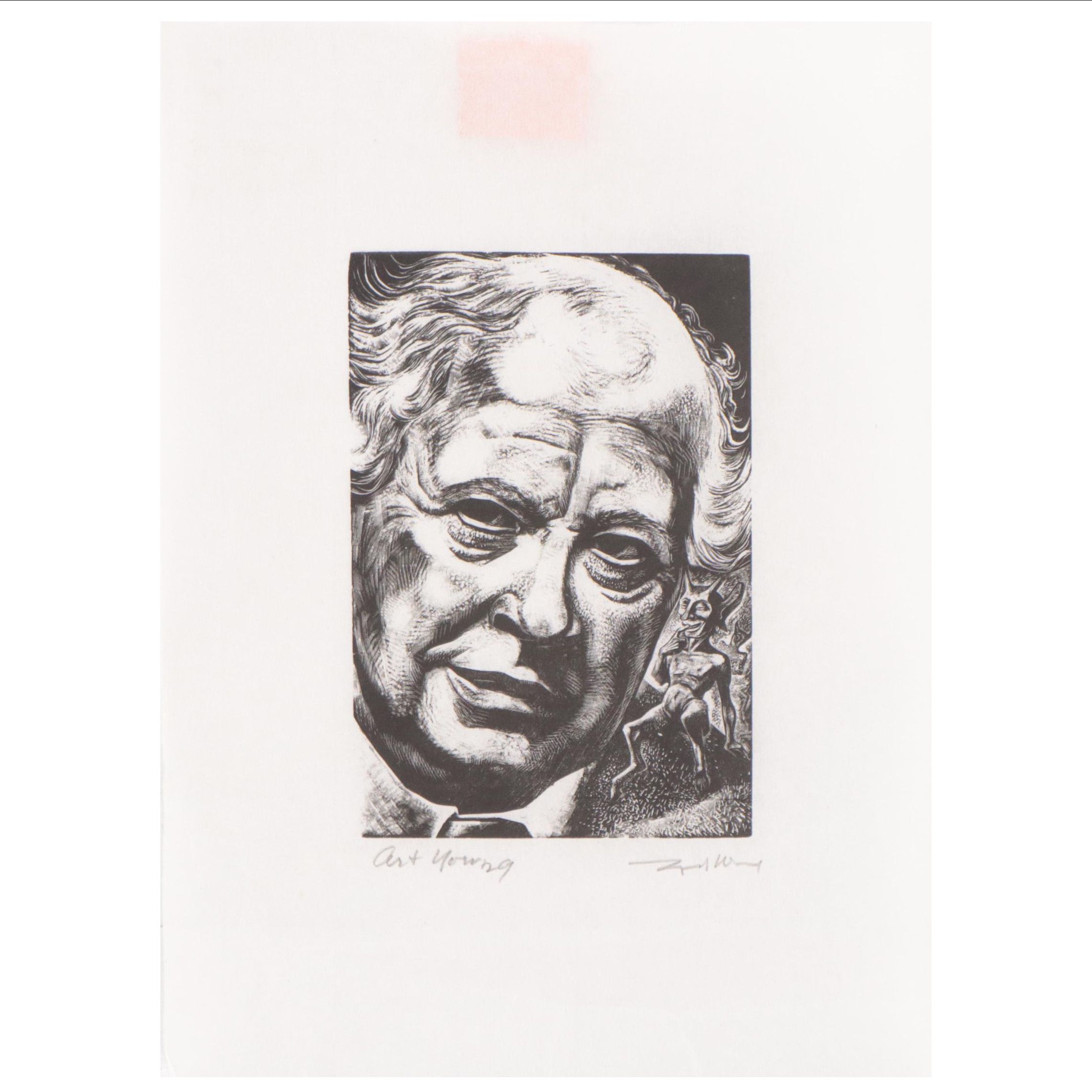 Lynd Ward Wood Portrait Engraving "Art Young," 1941