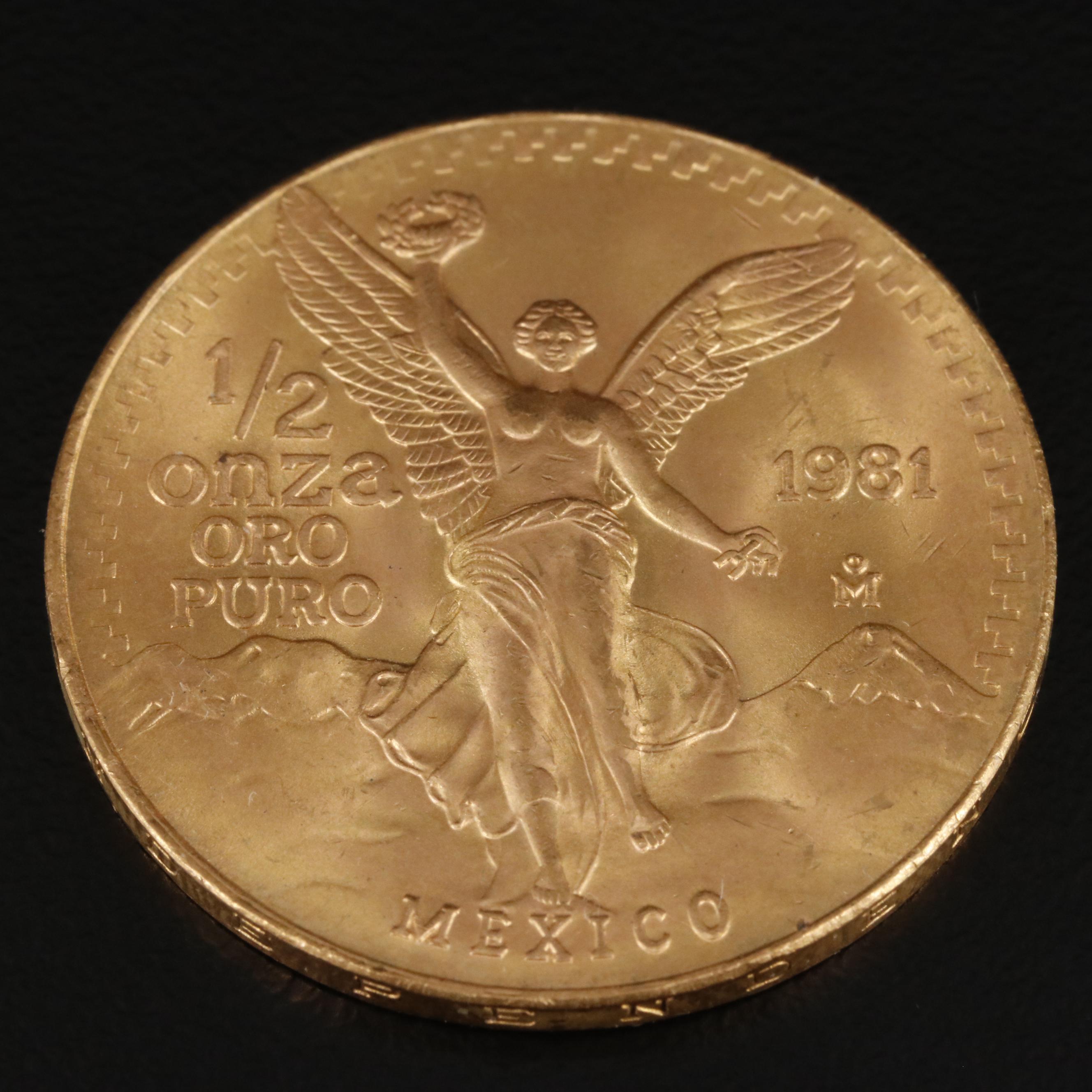1981 Mexico 1/2 ozt. Gold Bullion Coin