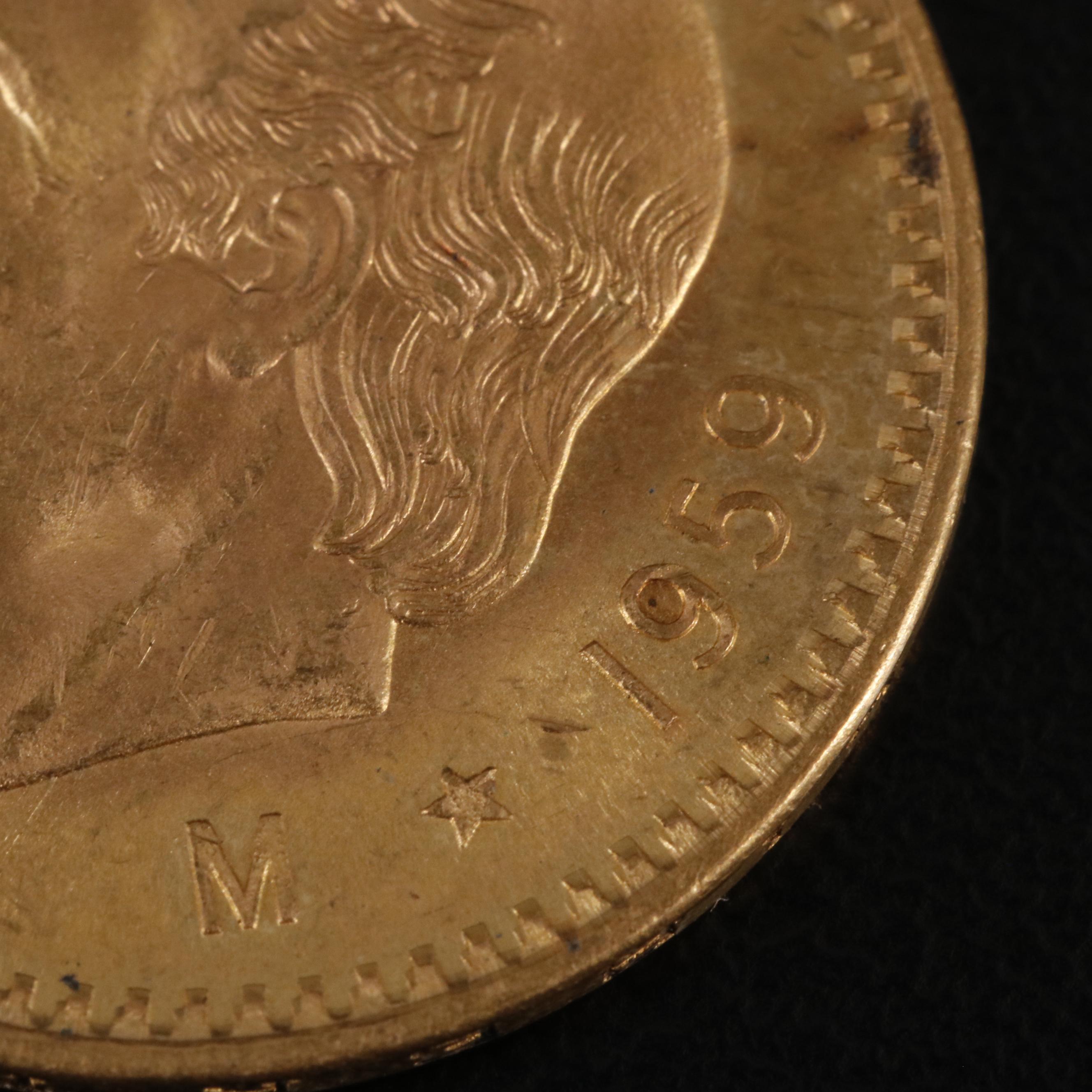 1959 Mexico Ten Pesos Gold Coin