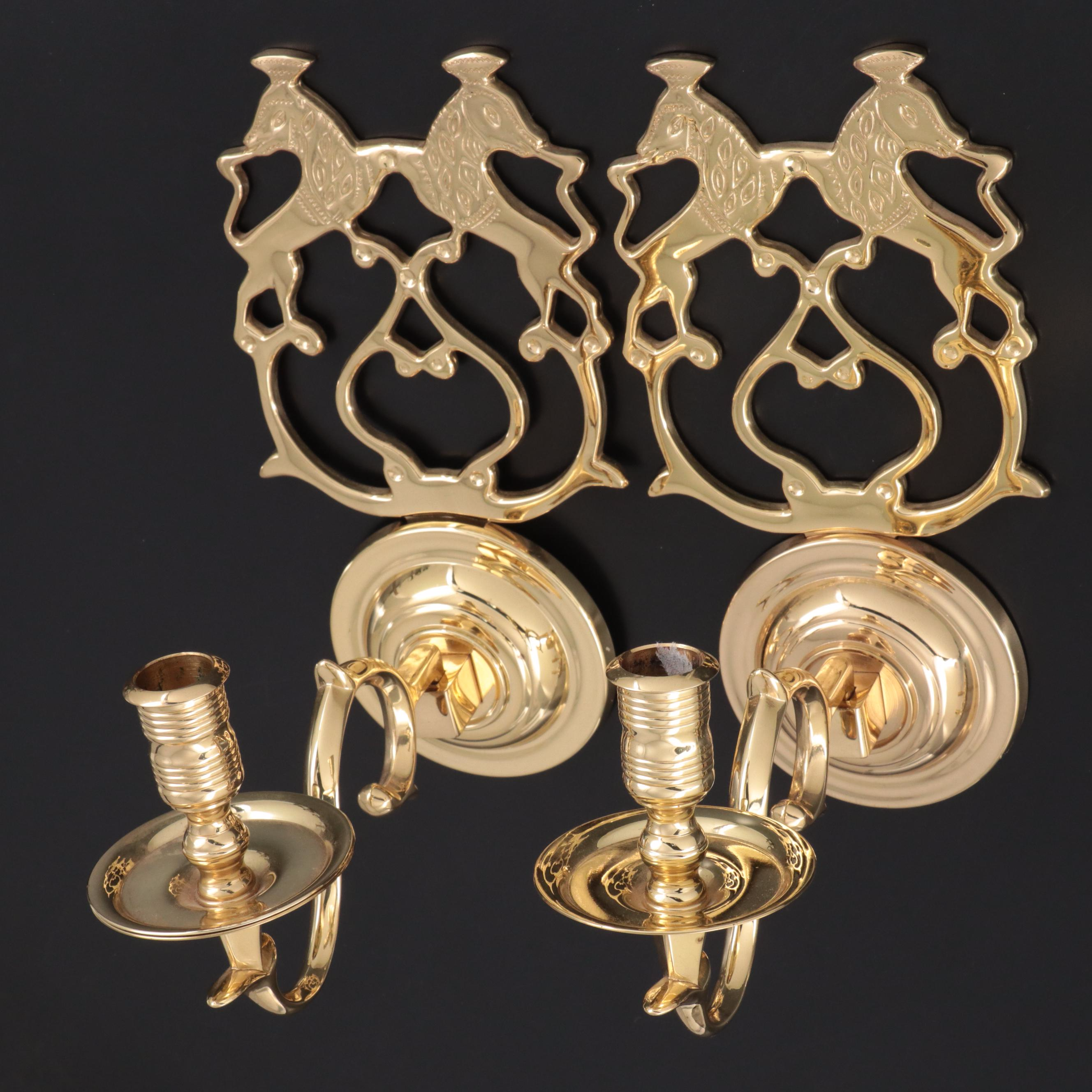 Baldwin Brass Candle Sconces and Chambersticks With Royal Copenhagen Candlestick
