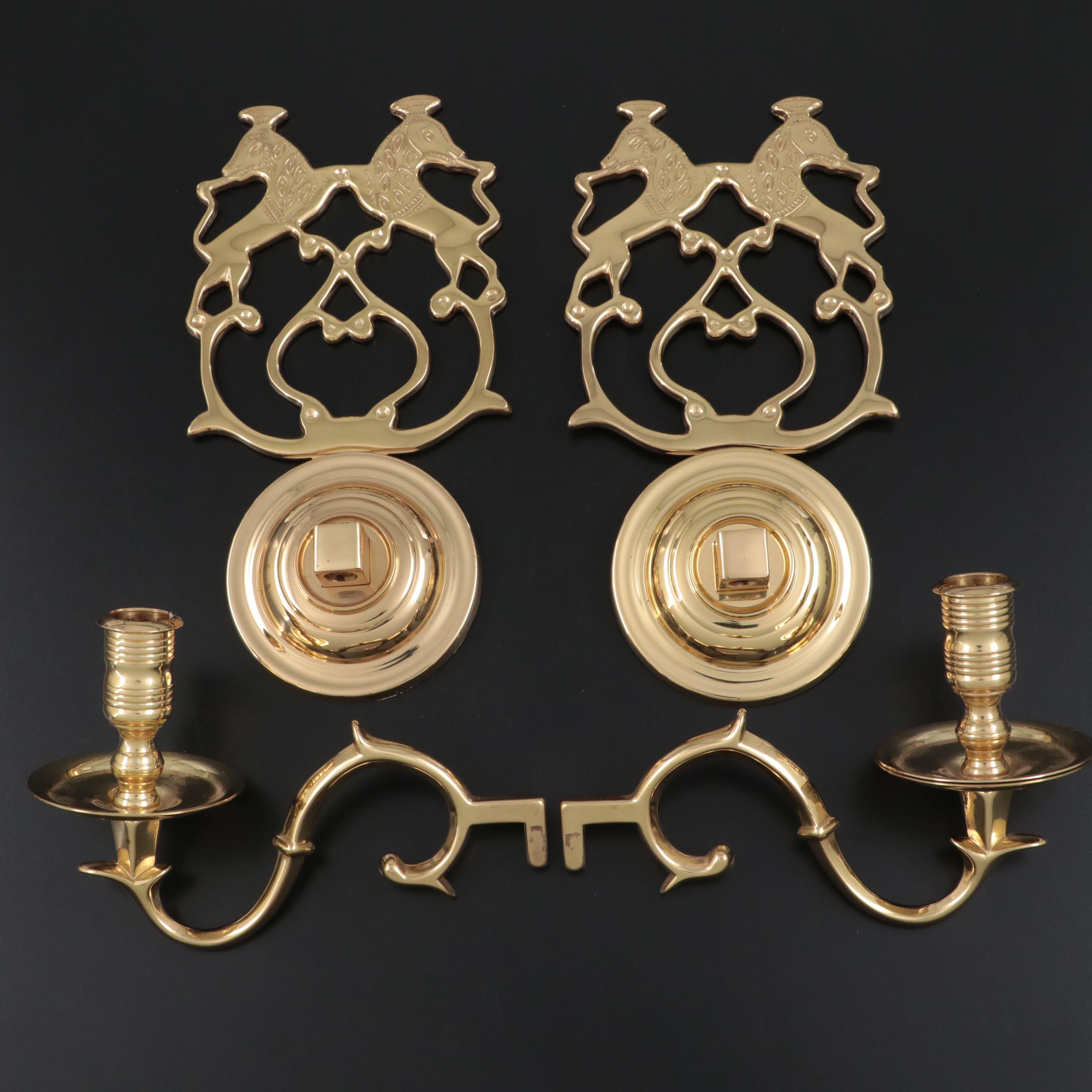 Baldwin Brass Candle Sconces and Chambersticks With Royal Copenhagen Candlestick